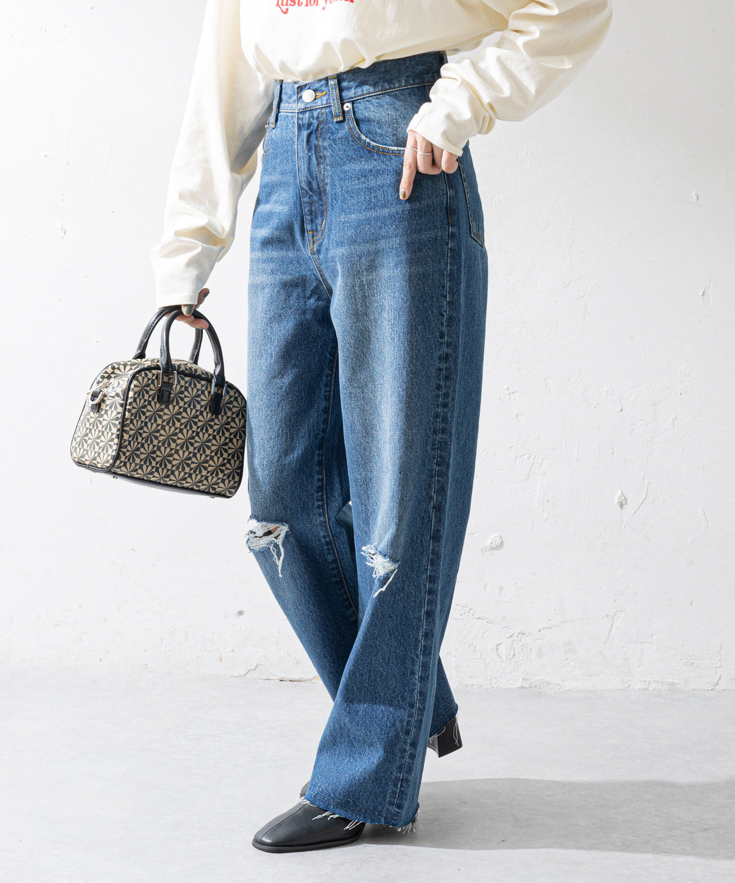 Usコットンデニムダメージパンツ Discoat ディスコート レディース Pal Closet パルクローゼット パルグループ公式ファッション通販サイト