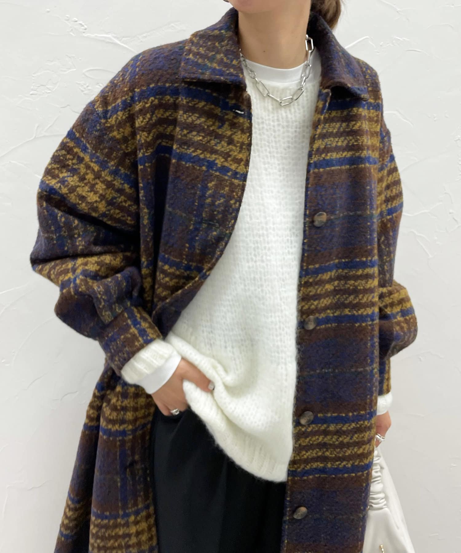 Web限定 バックタックチェックロングコート Doudou ドゥドゥ レディース Pal Closet パルクローゼット パルグループ公式ファッション通販サイト