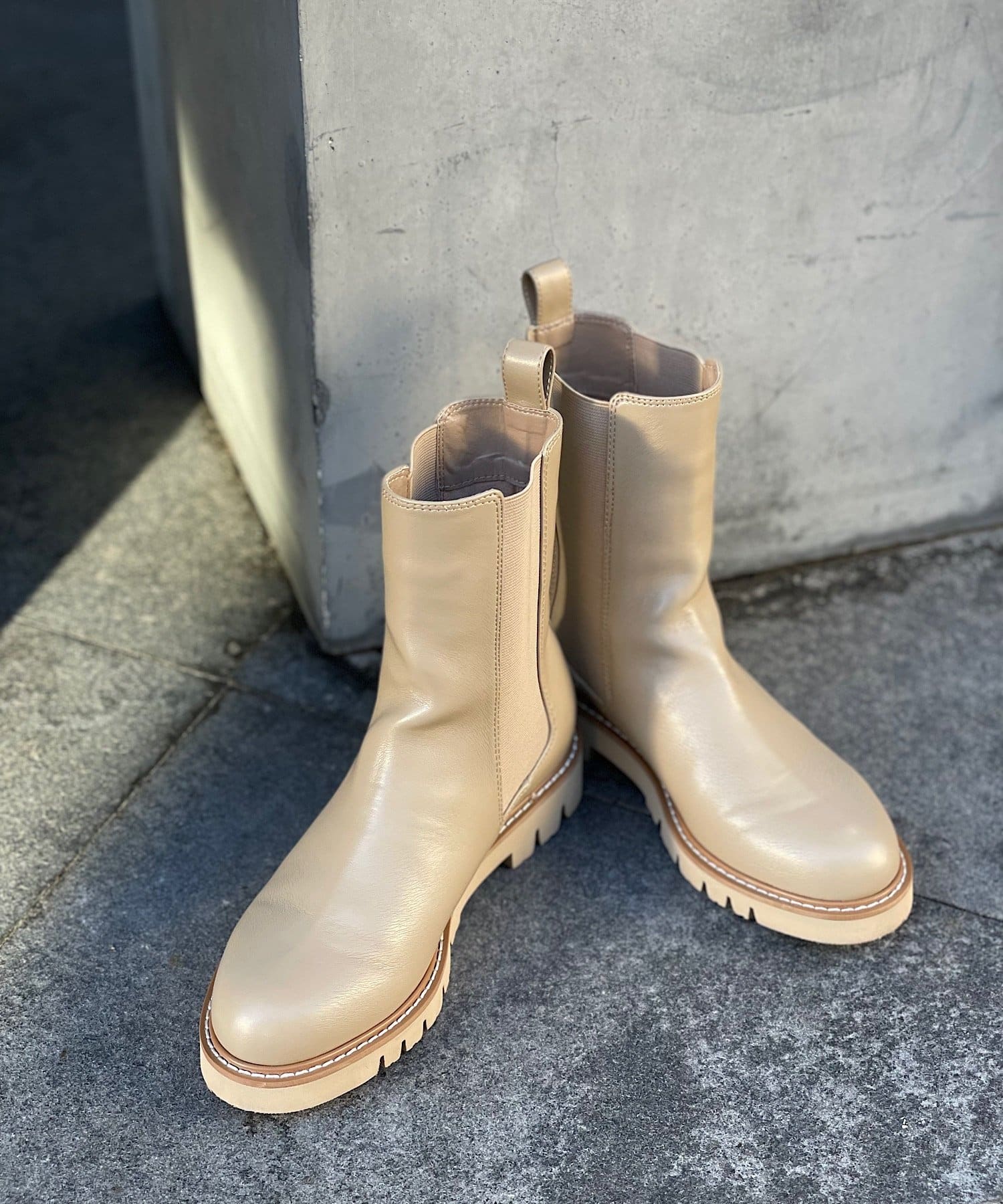 ビューティー＆ユース サイドゴアブーツ ベージュ ショートブーツ 25cm タマリス Tamaris トラックソールサイドゴアショートブーツ