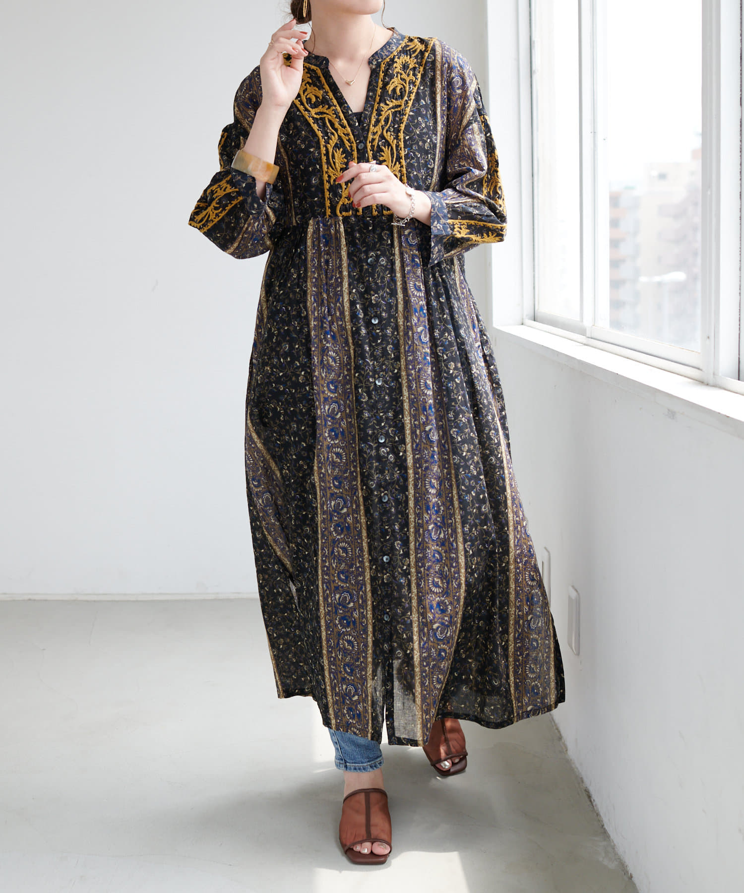 刺繍使いエスニックロングワンピース Discoat ディスコート レディース Pal Closet パルクローゼット パルグループ公式ファッション通販サイト