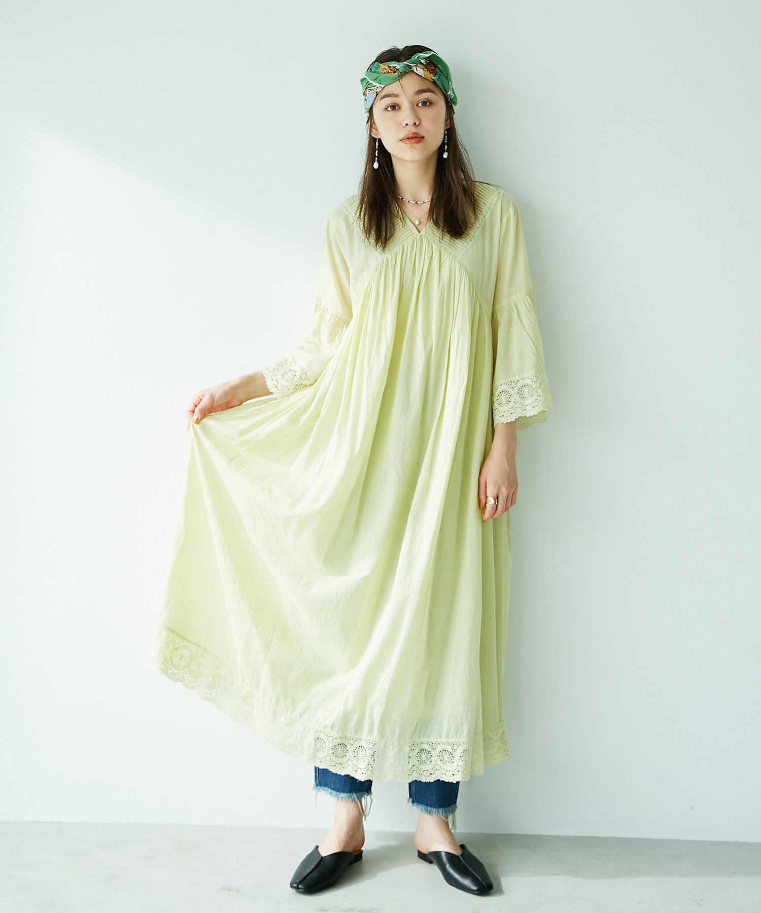 コットンボイルレース切替ワンピース Discoat ディスコート レディース Pal Closet パルクローゼット パルグループ公式ファッション通販サイト