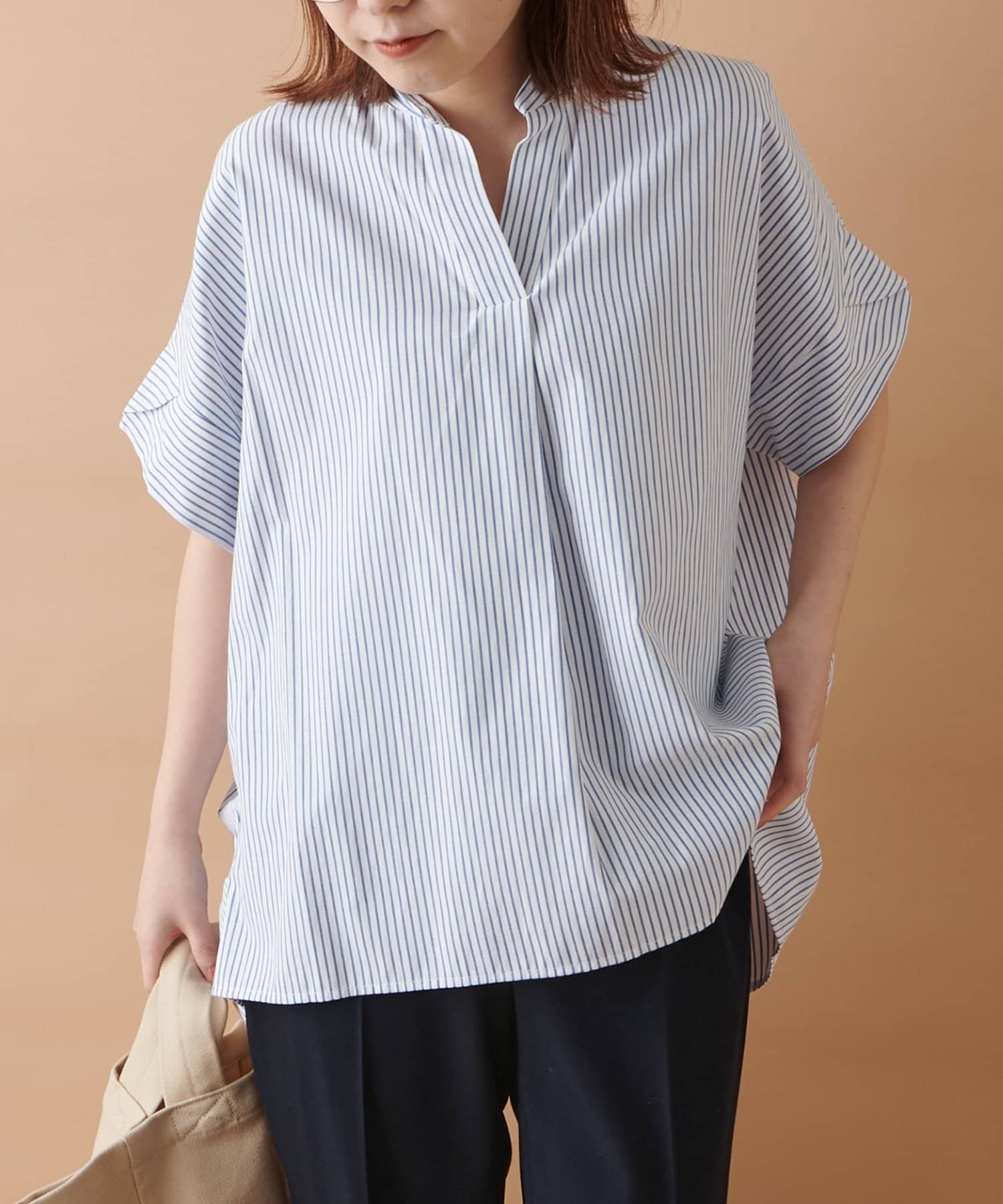 un dix cors(アンディコール) 【ラフに着てもきちんと見え】ストライプスキッパーシャツ