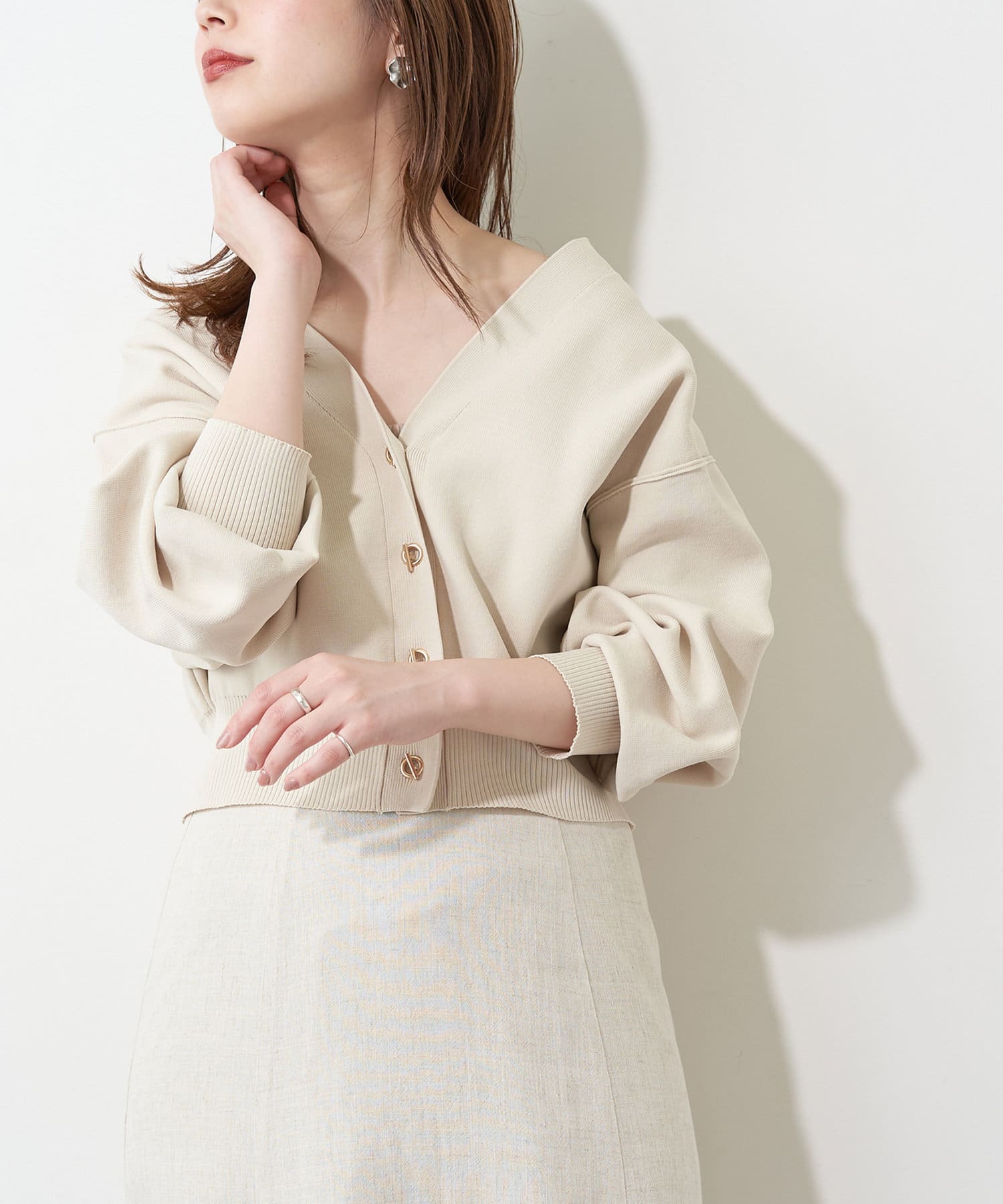 natural couture(ナチュラルクチュール) 【WEB限定】プチプラハトメバー釦おしゃれカーデ