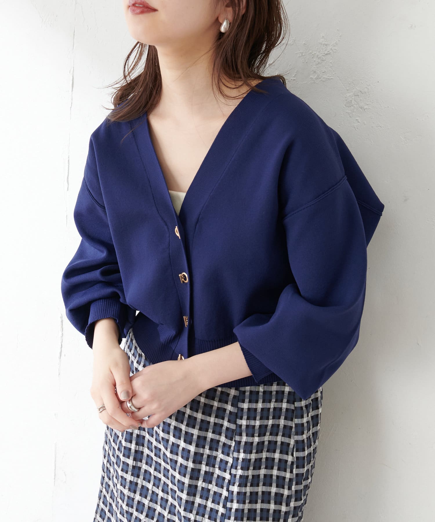 natural couture(ナチュラルクチュール) 【WEB限定】プチプラハトメバー釦おしゃれカーデ