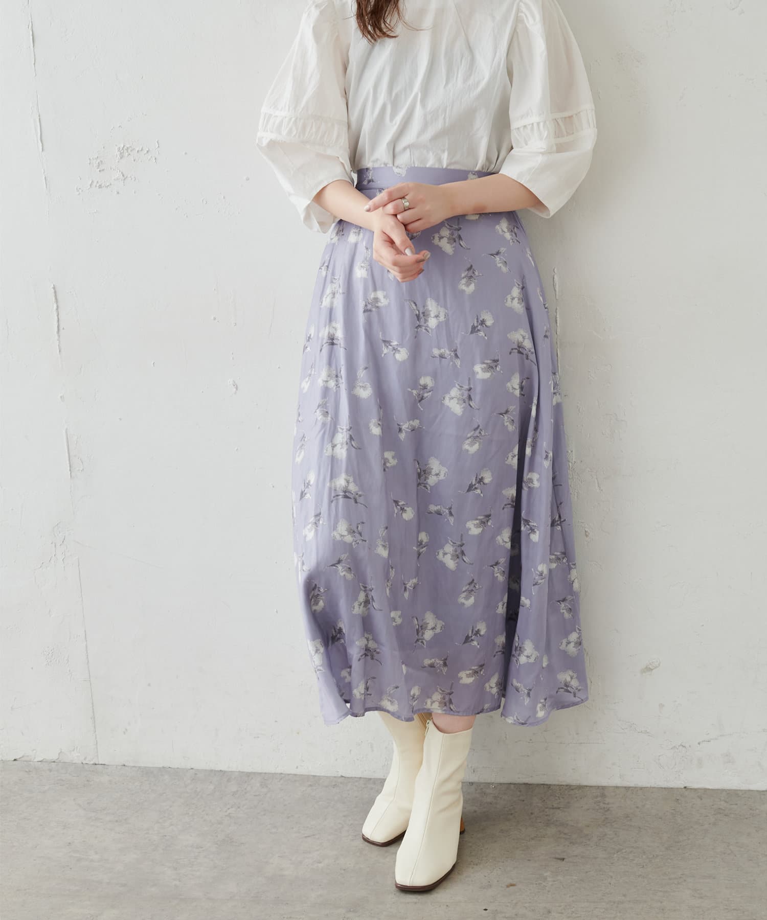 フラワーパターン フレアスカート 100%コットン PROPORTION BODY DRESSING スカート フラワーパターンマチフレア