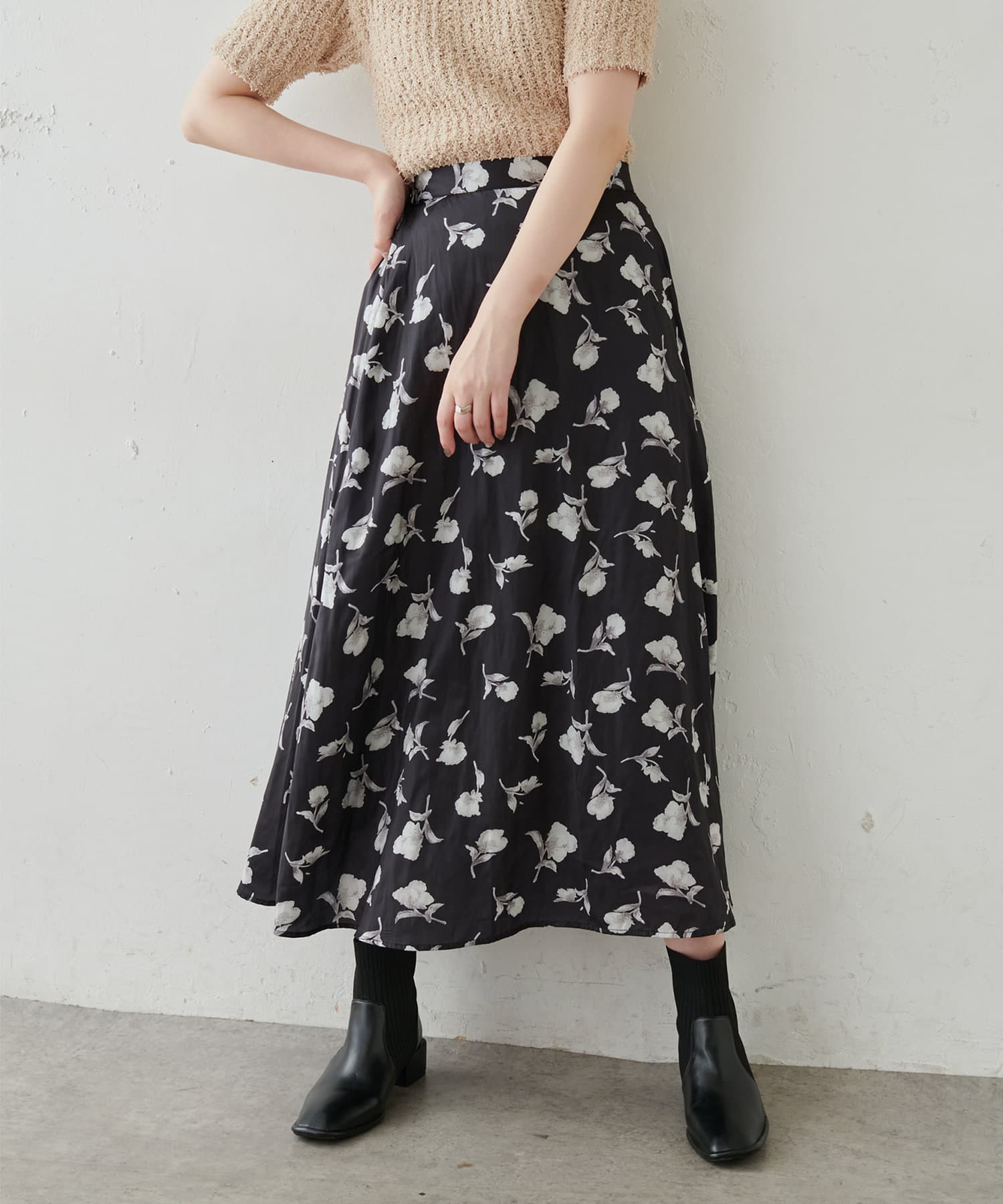 フラワーパターン フレアスカート 100%コットン PROPORTION BODY DRESSING スカート フラワーパターンマチフレア