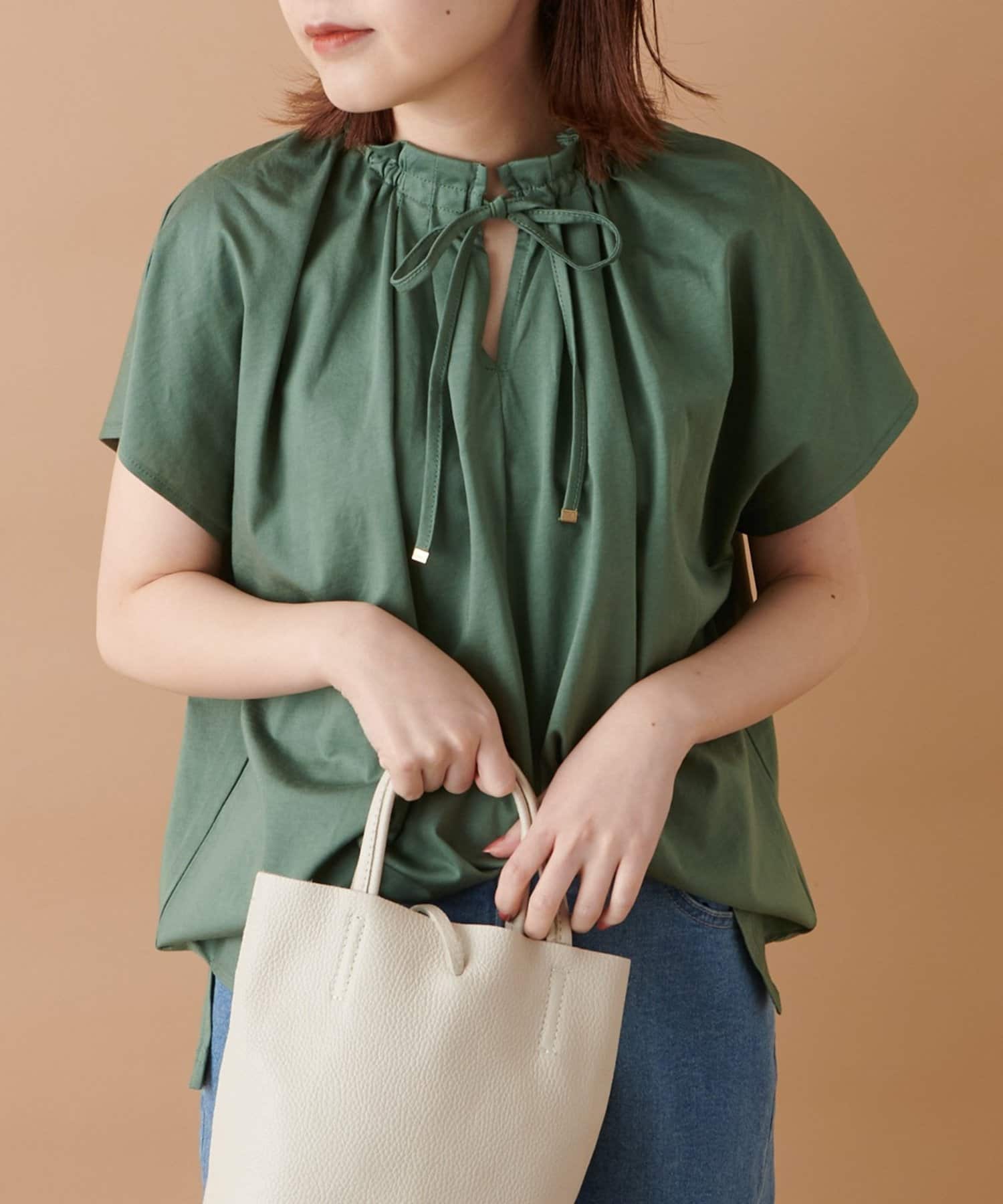 un dix cors(アンディコール) 【お仕事にも使える万能トップス】シルケットタックデザインカットソー