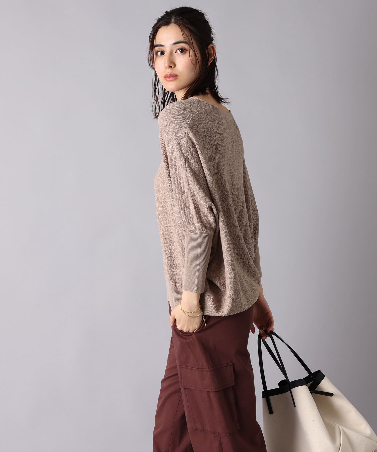 un dix cors(アンディコール) 【リラクシーな着心地が魅力】ルーズカノコVネックニット