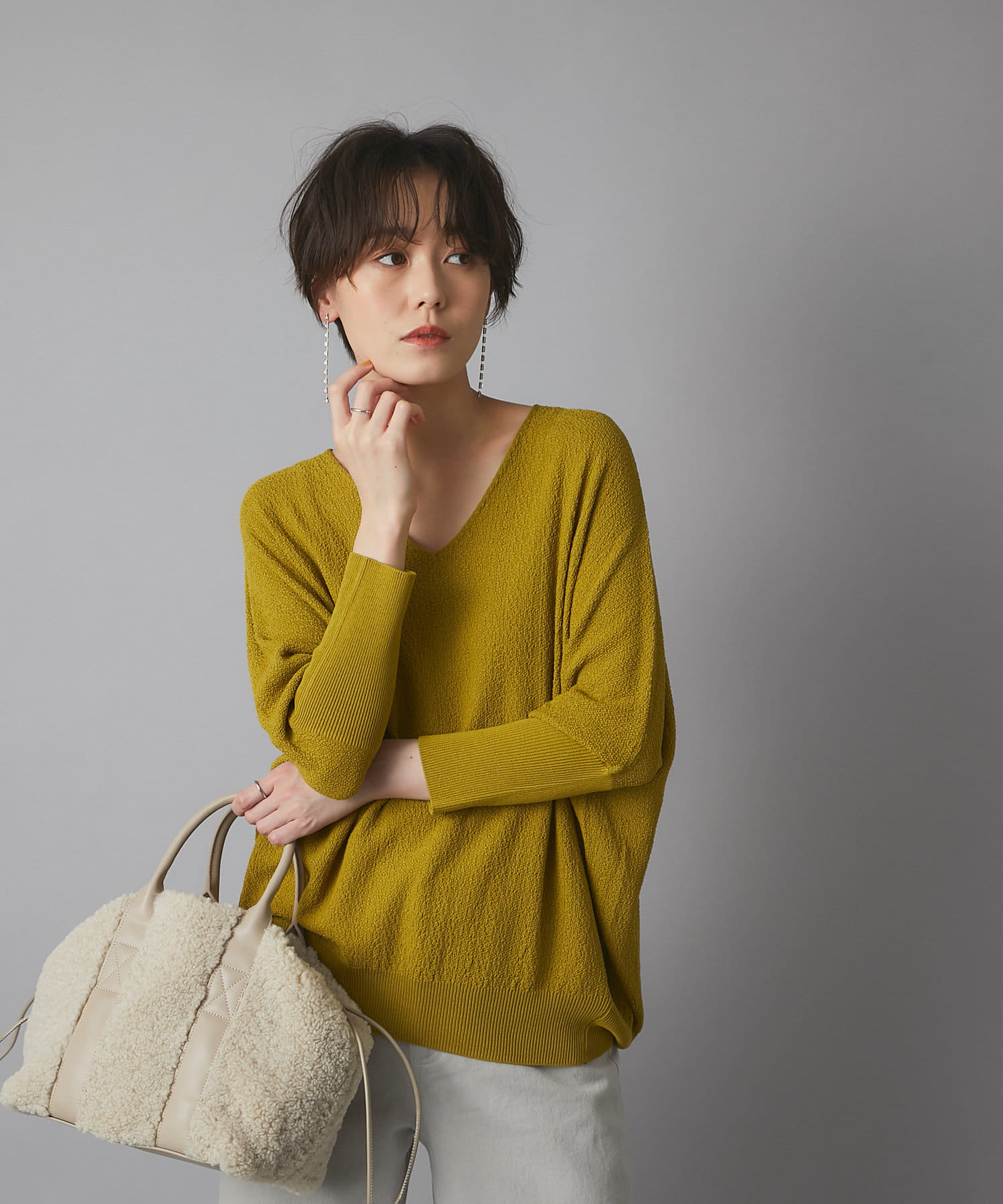 un dix cors(アンディコール) 【リラクシーな着心地が魅力】ルーズカノコVネックニット