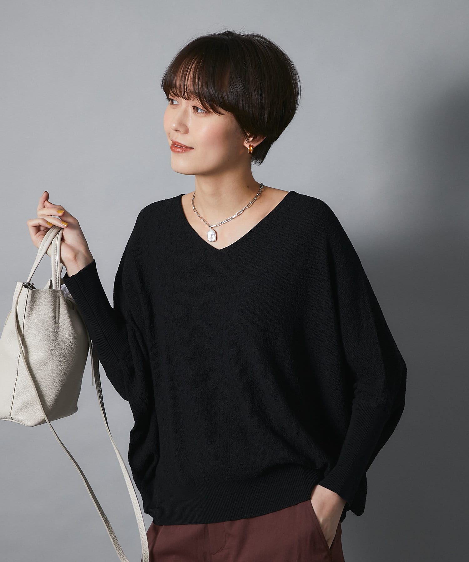 un dix cors(アンディコール) 【リラクシーな着心地が魅力】ルーズカノコVネックニット