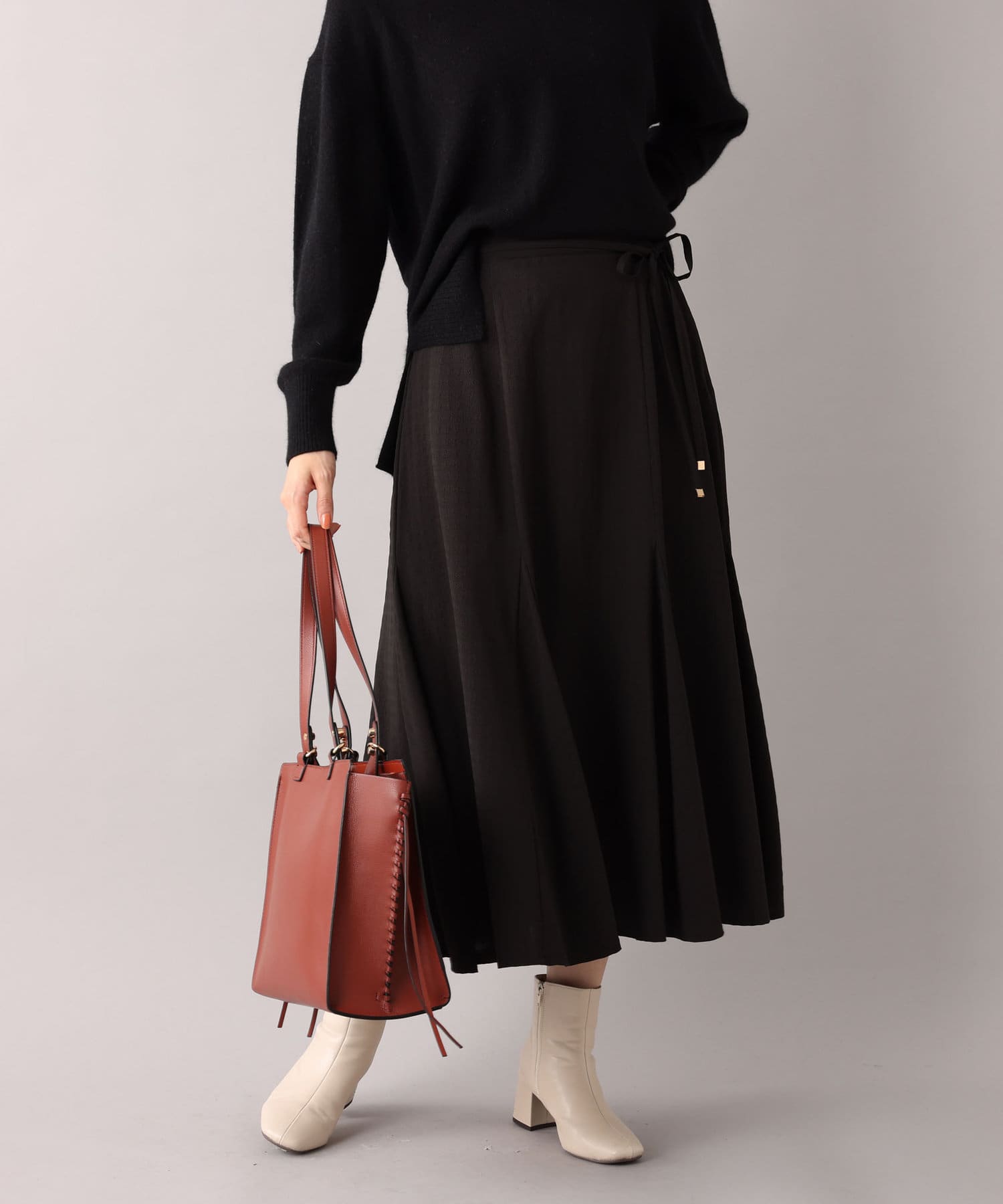 un dix cors(アンディコール) 【ウエストリボンがワンポイント】サッカー無地マーメイドスカート