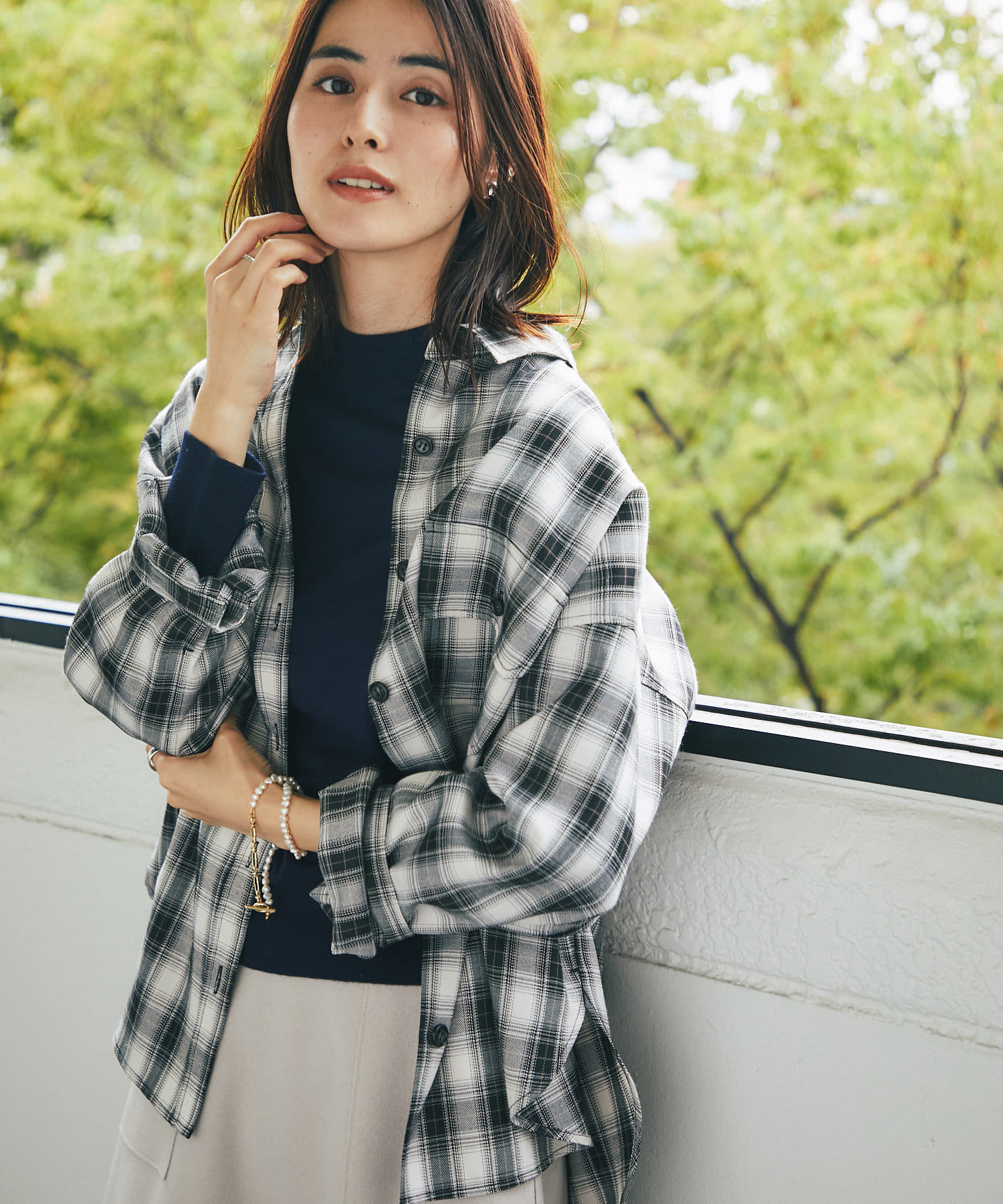 un dix cors(アンディコール) 【ロングシーズン使える優秀アイテム】オンブレーチェックCPOシャツ