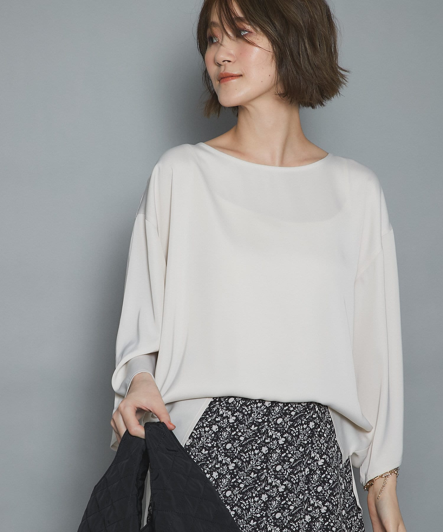 un dix cors(アンディコール) 【好感度UPブラウス】スリットスリーブTブラウス