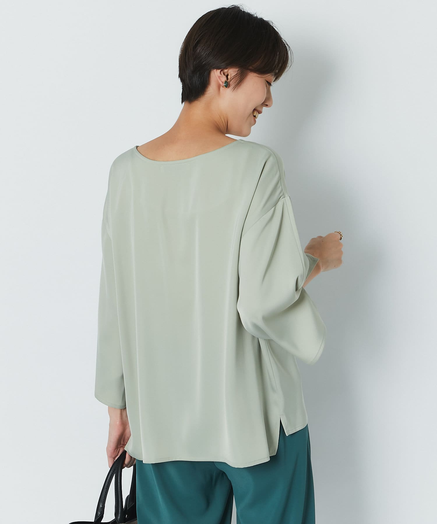 un dix cors(アンディコール) 【好感度UPブラウス】スリットスリーブTブラウス