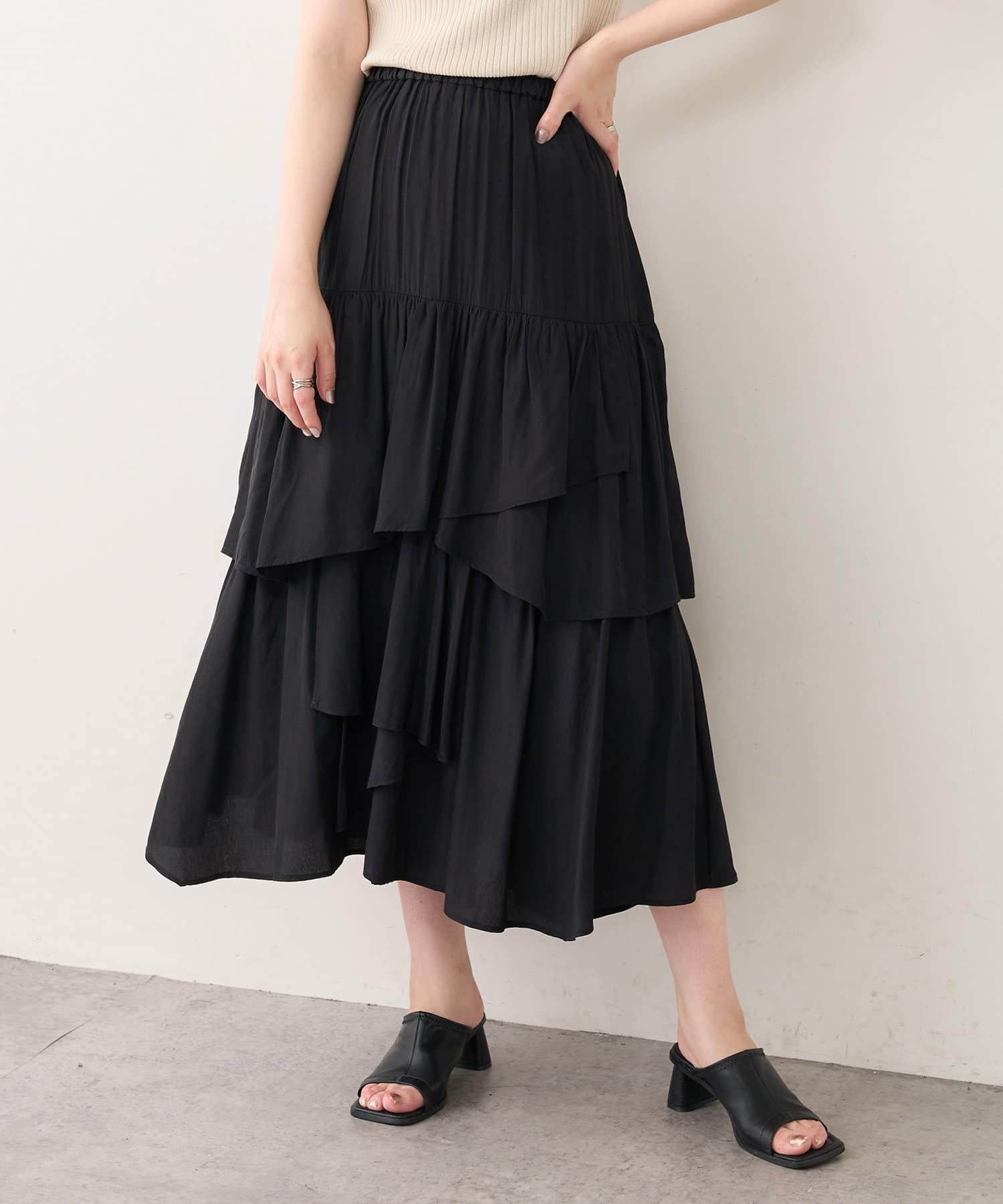 natural couture(ナチュラルクチュール) ランダムティアードおしゃれスカート