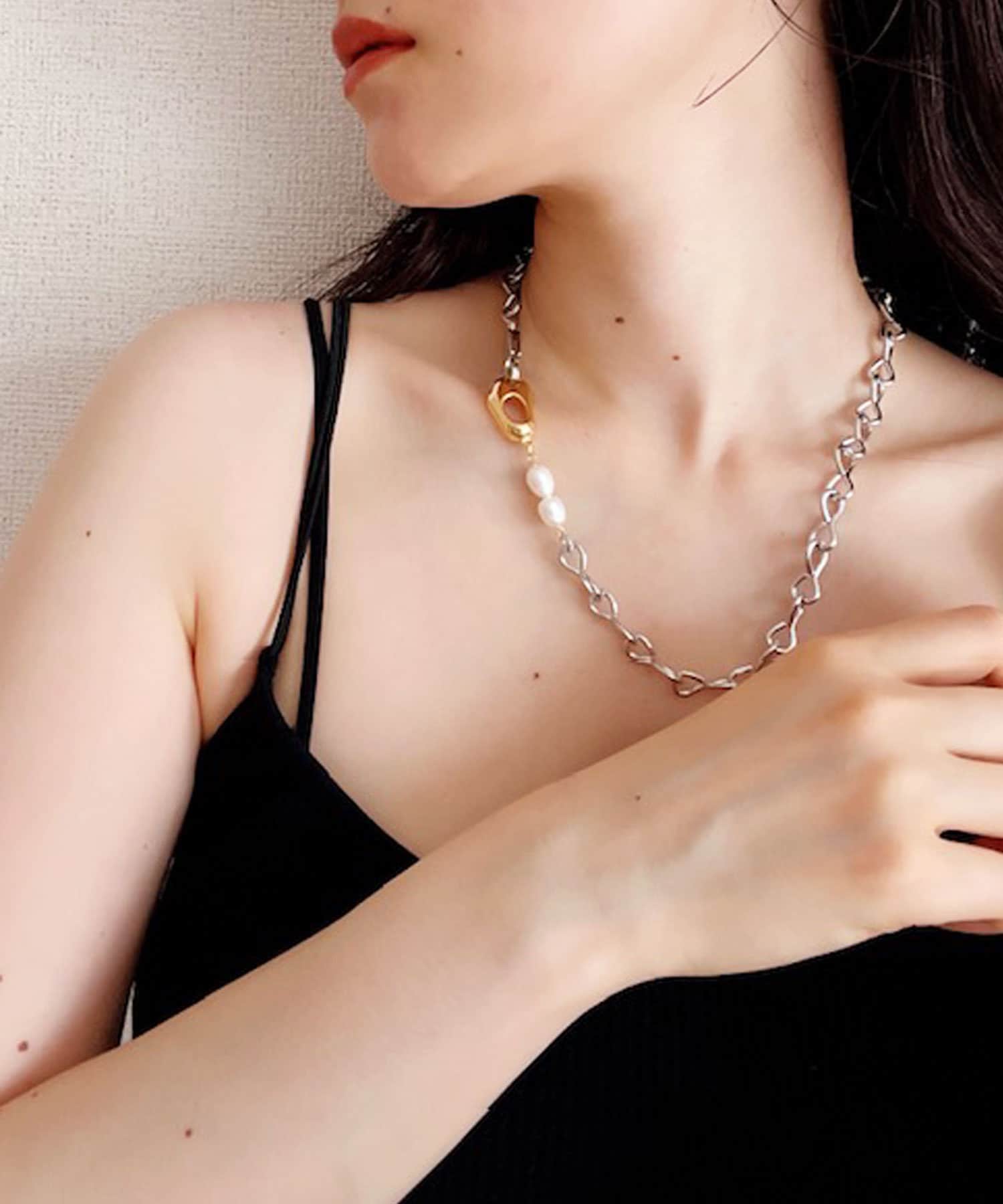 Lessignes バイカラーメタル 淡水パールネックレス Lattice ラティス レディース Pal Closet パルクローゼット パルグループ公式ファッション通販サイト
