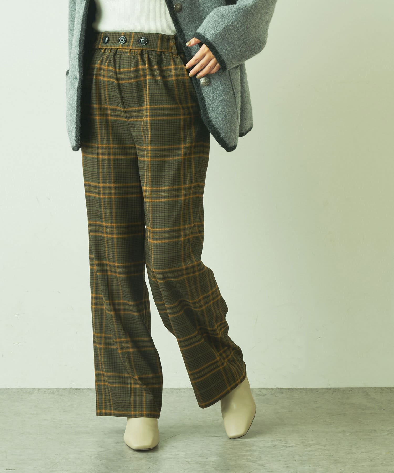 【5%OFF】 チェックワイドパンツ BIG - カジュアルパンツ