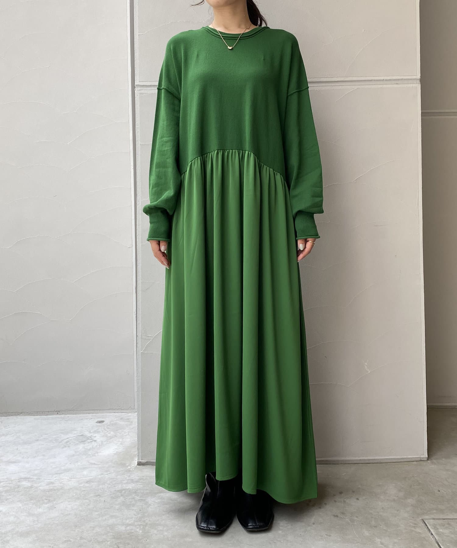 売れ筋ランキングも La Double J ワンピース ドレス ロング トップス グリーン レディース ワンピース