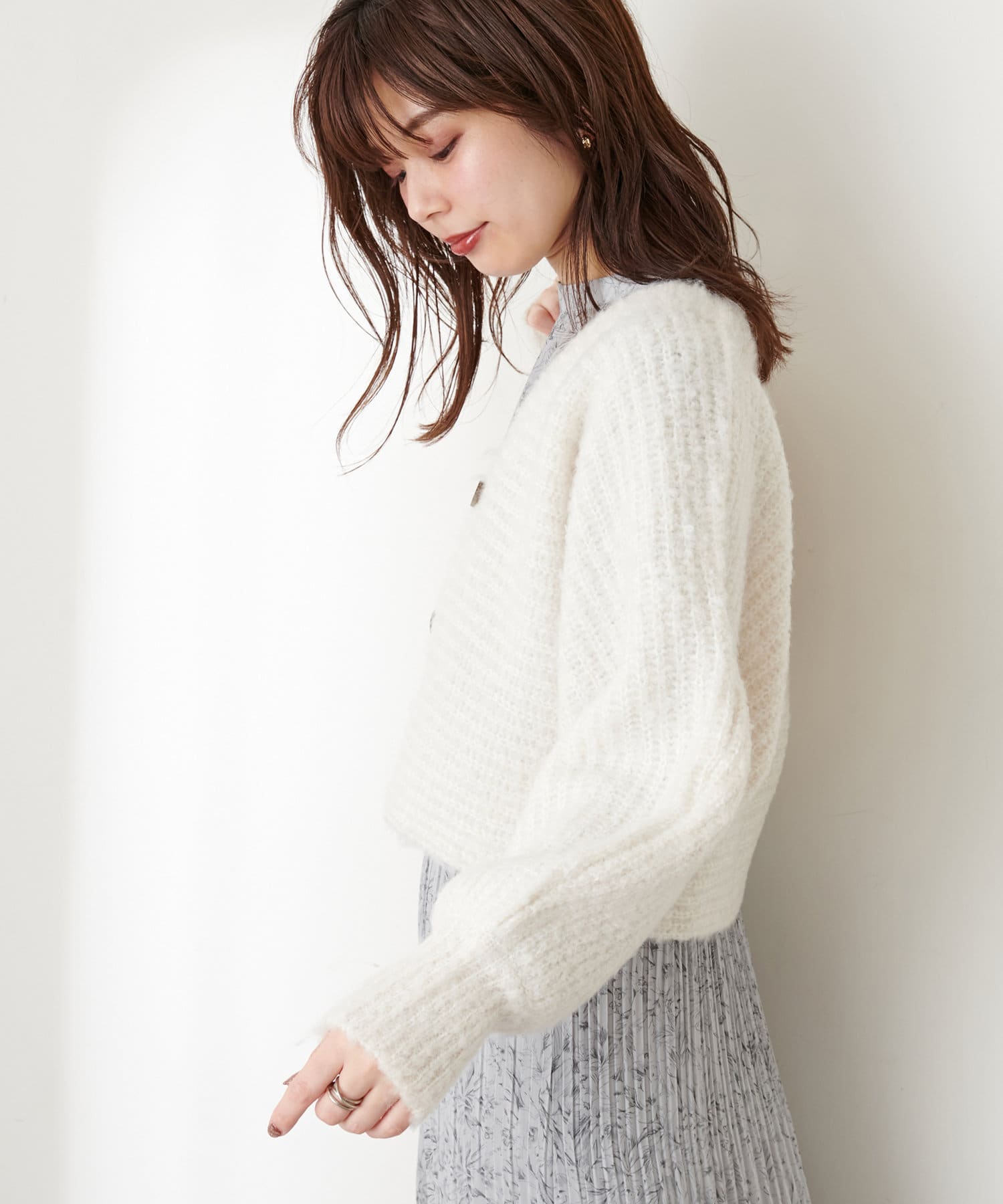カーディガン ふんわりMIXカーディガン レディース 新色追加】ふんわりMIXニットショートカーデ | natural couture