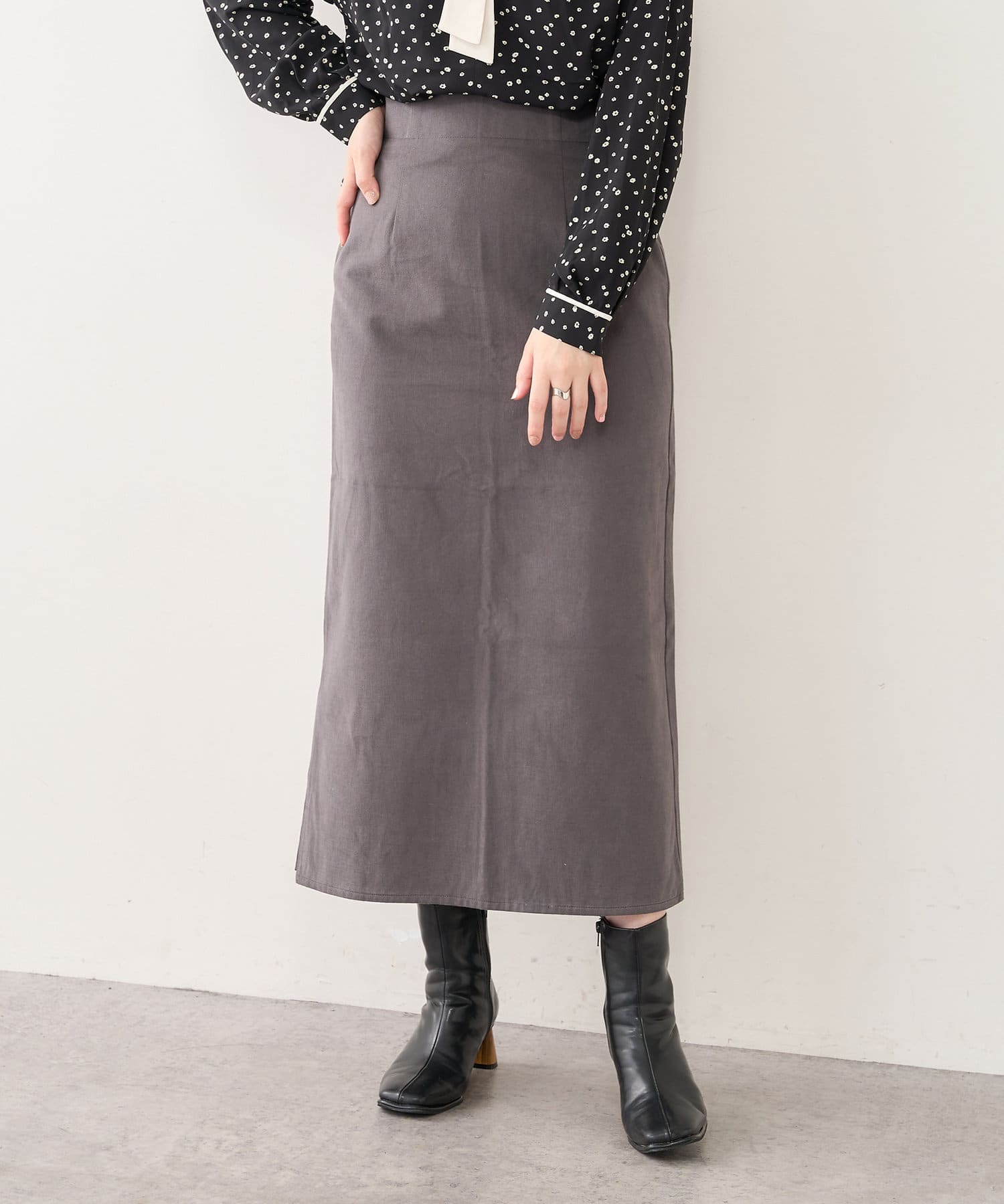 natural couture(ナチュラルクチュール) ハイウエストサイドスリットナロースカート