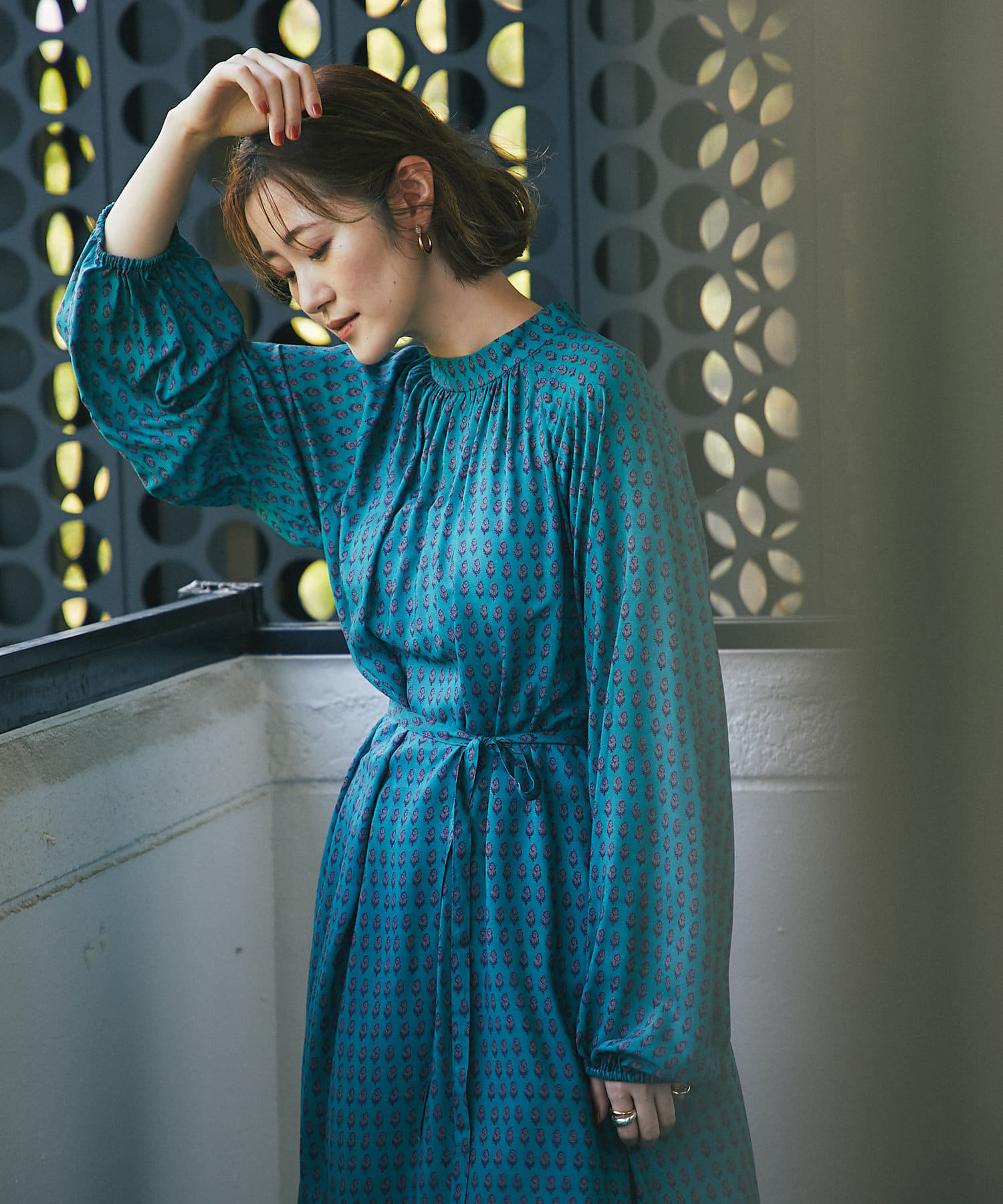 Ipeker イペカ ヴィンテージプリントギャザーワンピース Rive Droite リヴドロワ レディース Pal Closet パルクローゼット パルグループ公式ファッション通販サイト