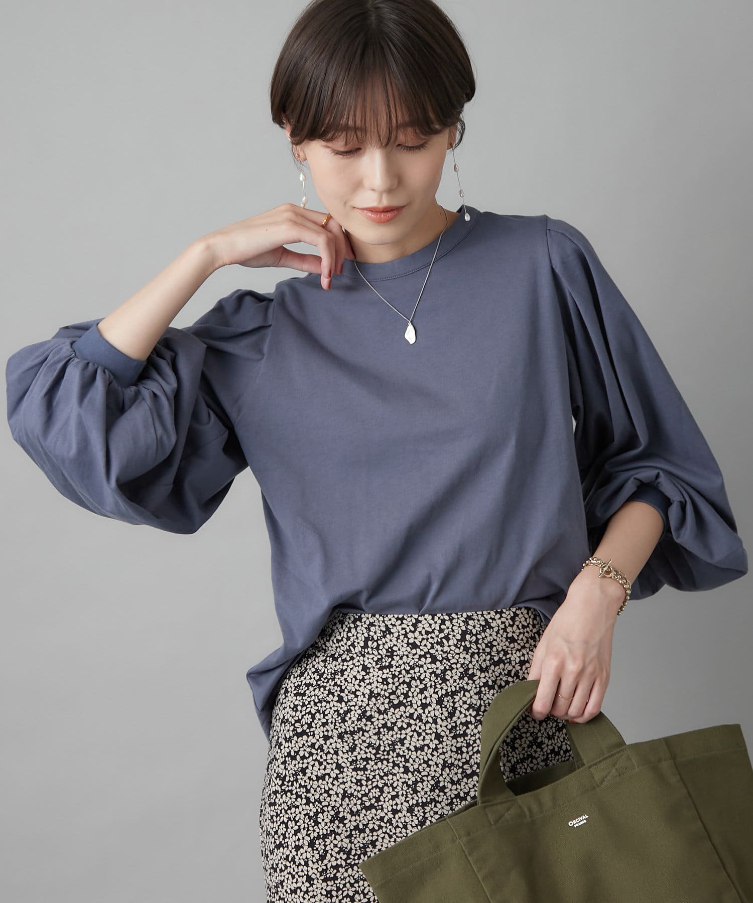 un dix cors(アンディコール) 【おしゃれ映えな袖ボリューム】袖タックボリュームカットソー