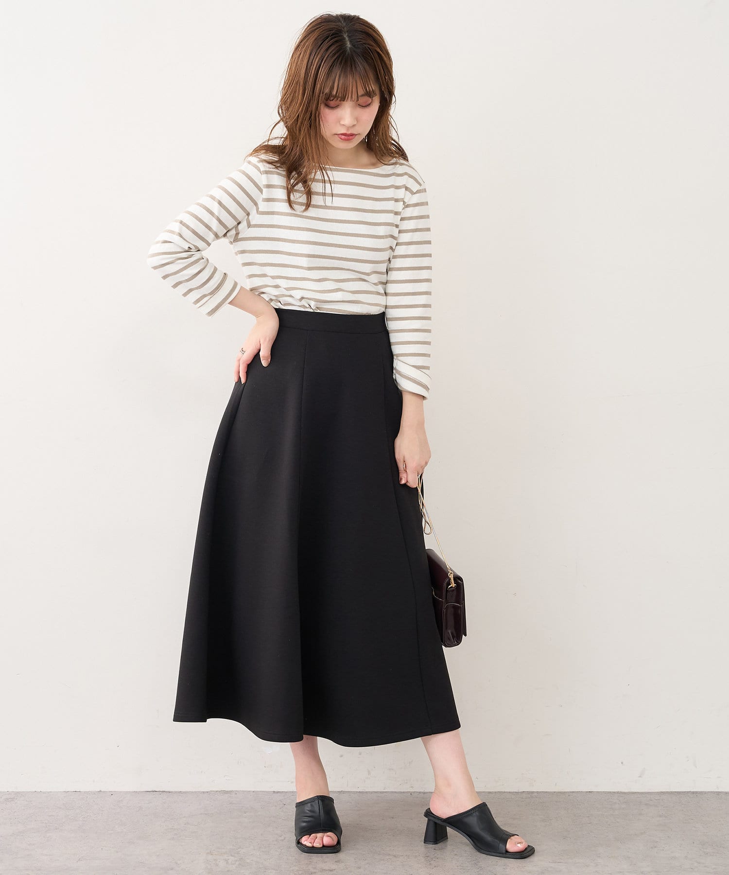 natural couture(ナチュラルクチュール) ふわもちラテAラインスカート