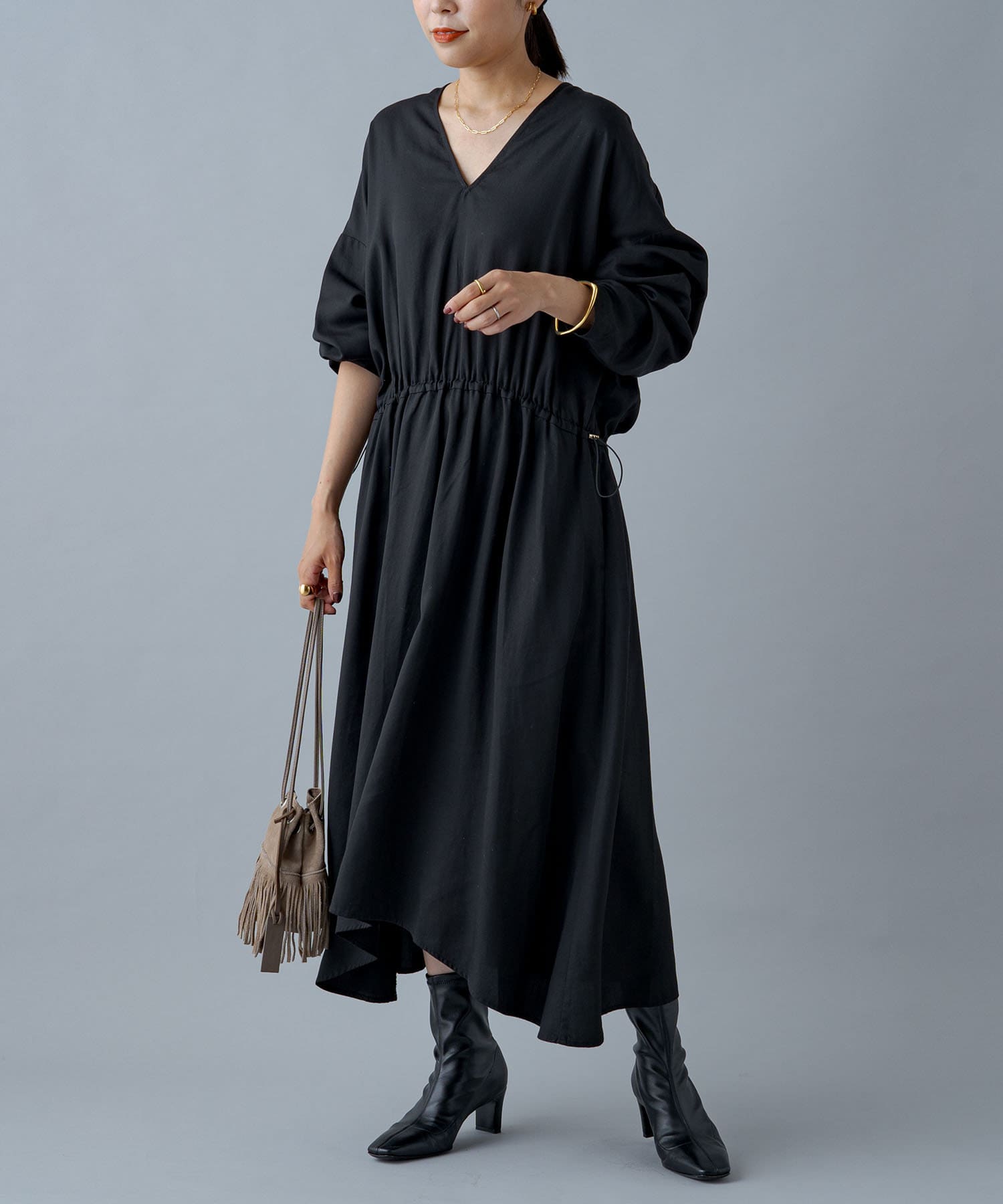 Odore オドル Vネックドロストワンピース Loungedress ラウンジドレス レディース Pal Closet パルクローゼット パルグループ公式ファッション通販サイト