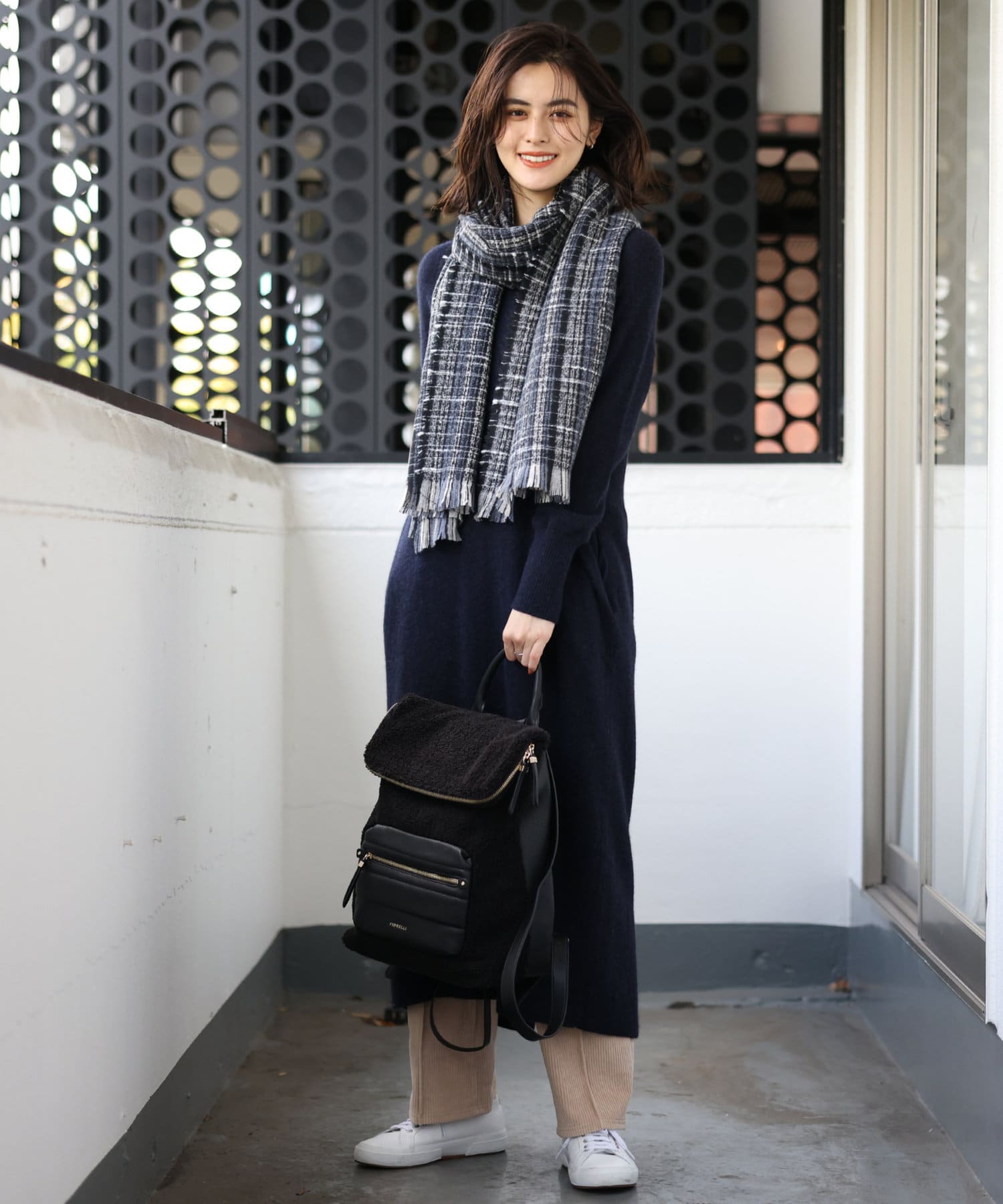 un dix cors(アンディコール) 【華奢見え叶う】FOX混Vネックニットワンピース