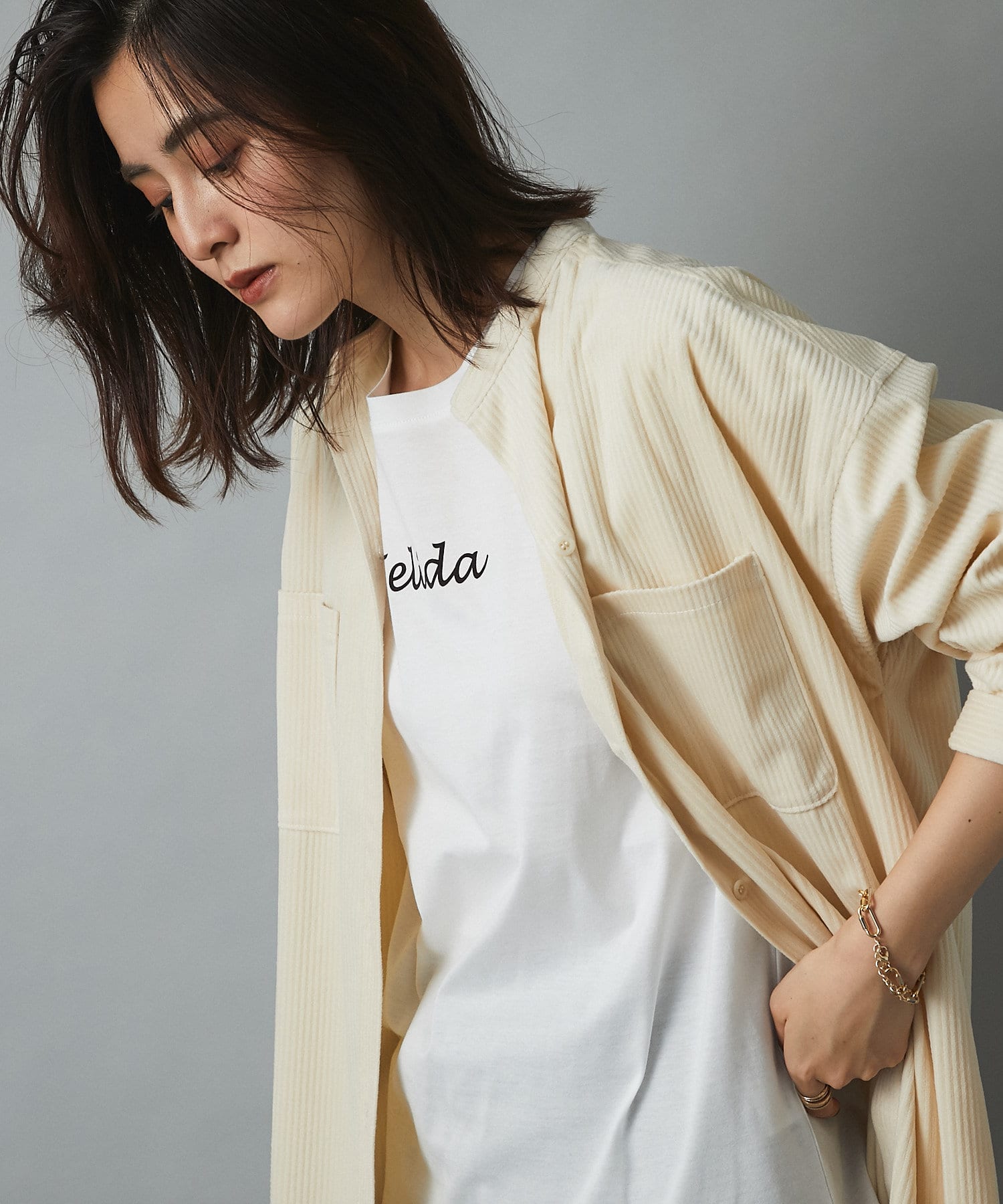 un dix cors(アンディコール) 【お洒落に決まる大人のロンT】シルケット天竺ロゴロンTシャツ