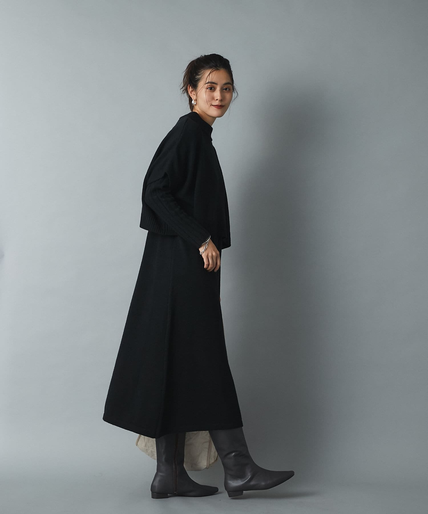 un dix cors(アンディコール) 【レイヤードでトレンドスタイルが完成　】モックネックニットセットアップ