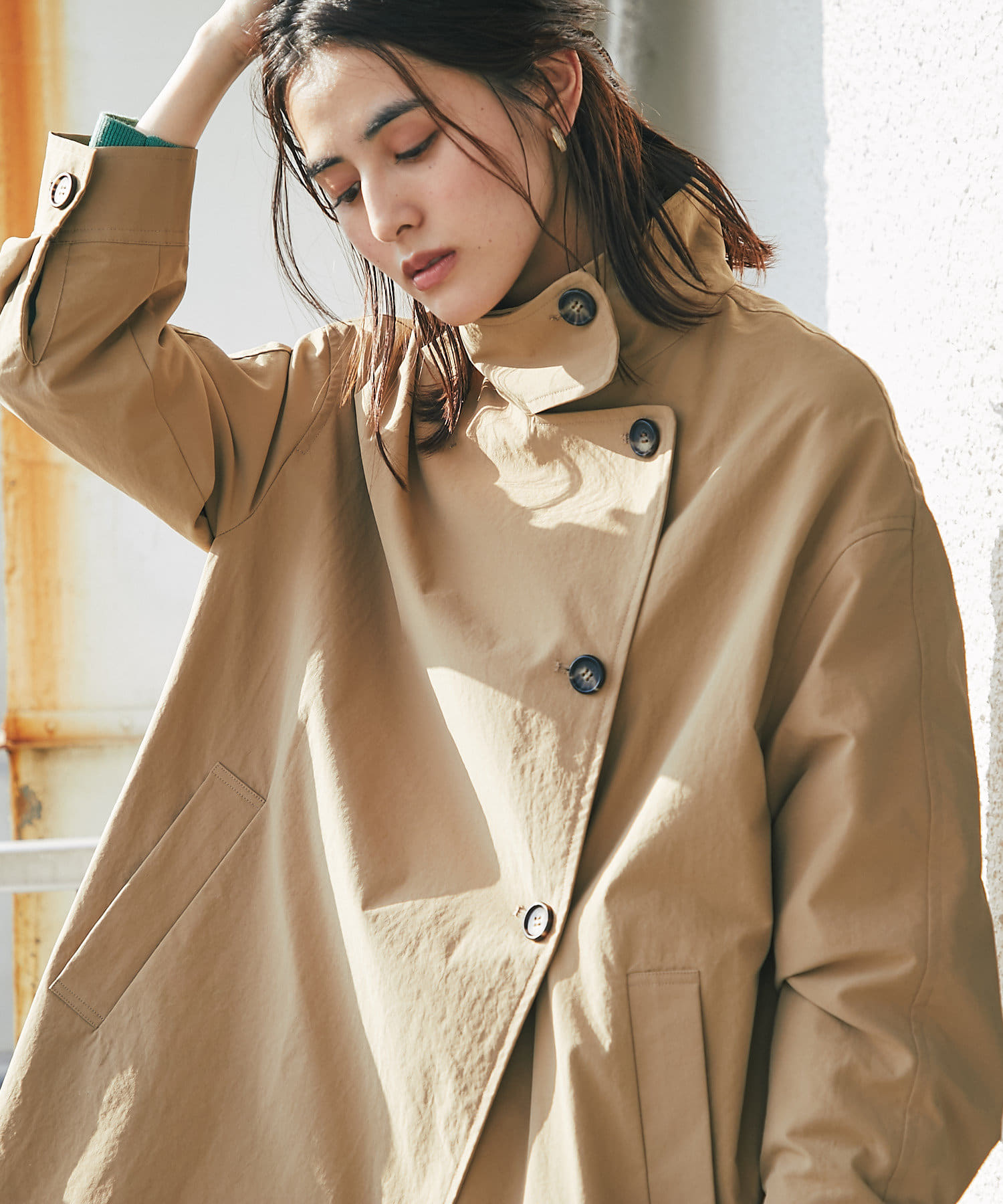 程よいハリで上品な素材感 高密度クロススタンドコート Un Dix Cors アンディコール レディース Pal Closet パルクローゼット パルグループ公式ファッション通販サイト