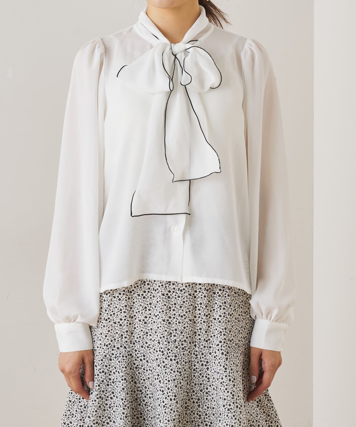 シフォンジョーゼット ボウタイブラウス | NICE CLAUP OUTLET(ナイ 