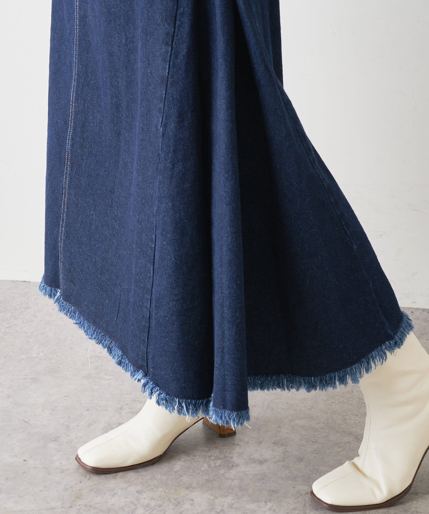 natural couture(ナチュラルクチュール) 【WEB限定】サイドタックフリンジスカート Mサイズ
