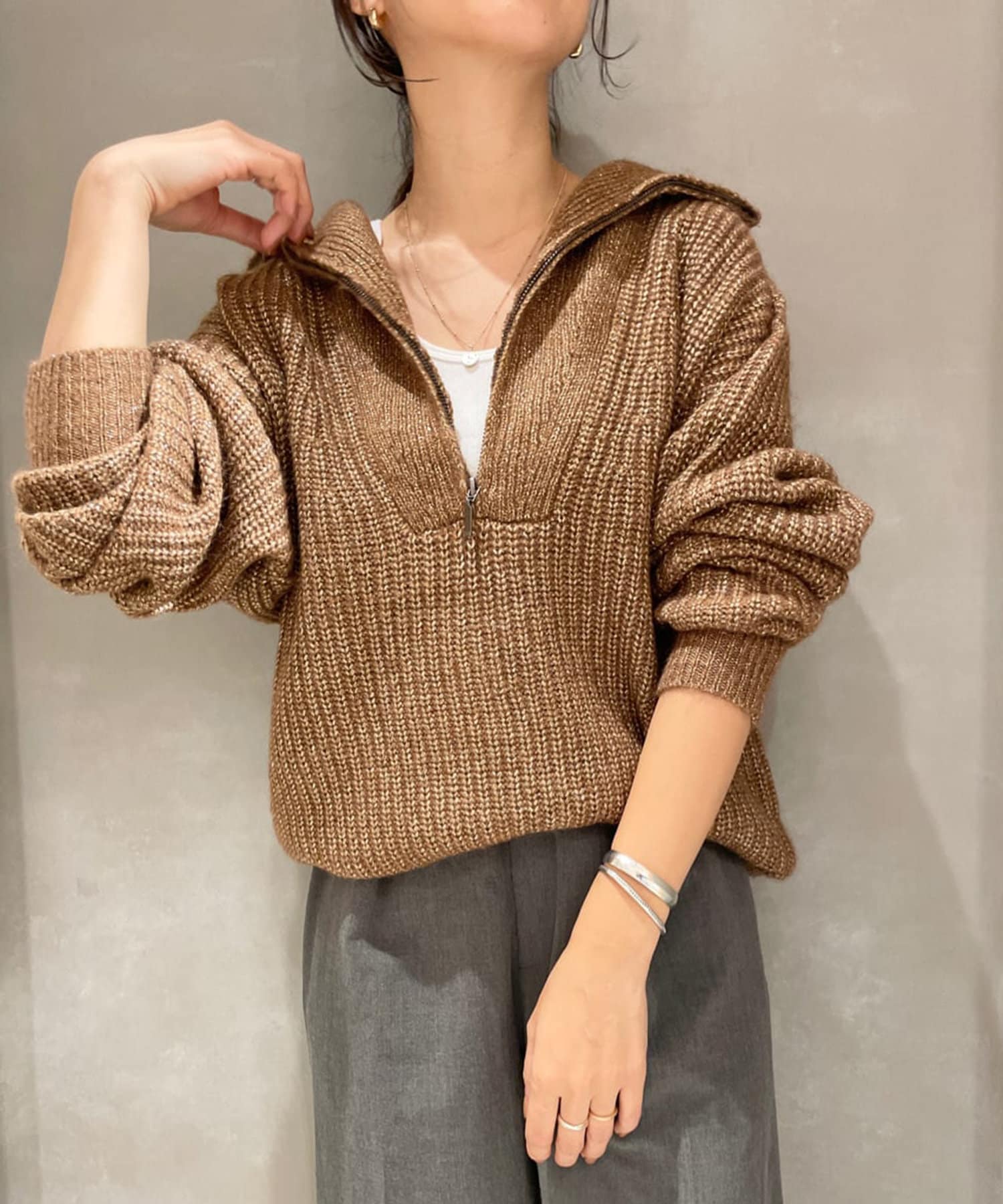 ラメ糸ZIPニットプルオーバー | SHENERY(シーナリー)レディース | PAL ...