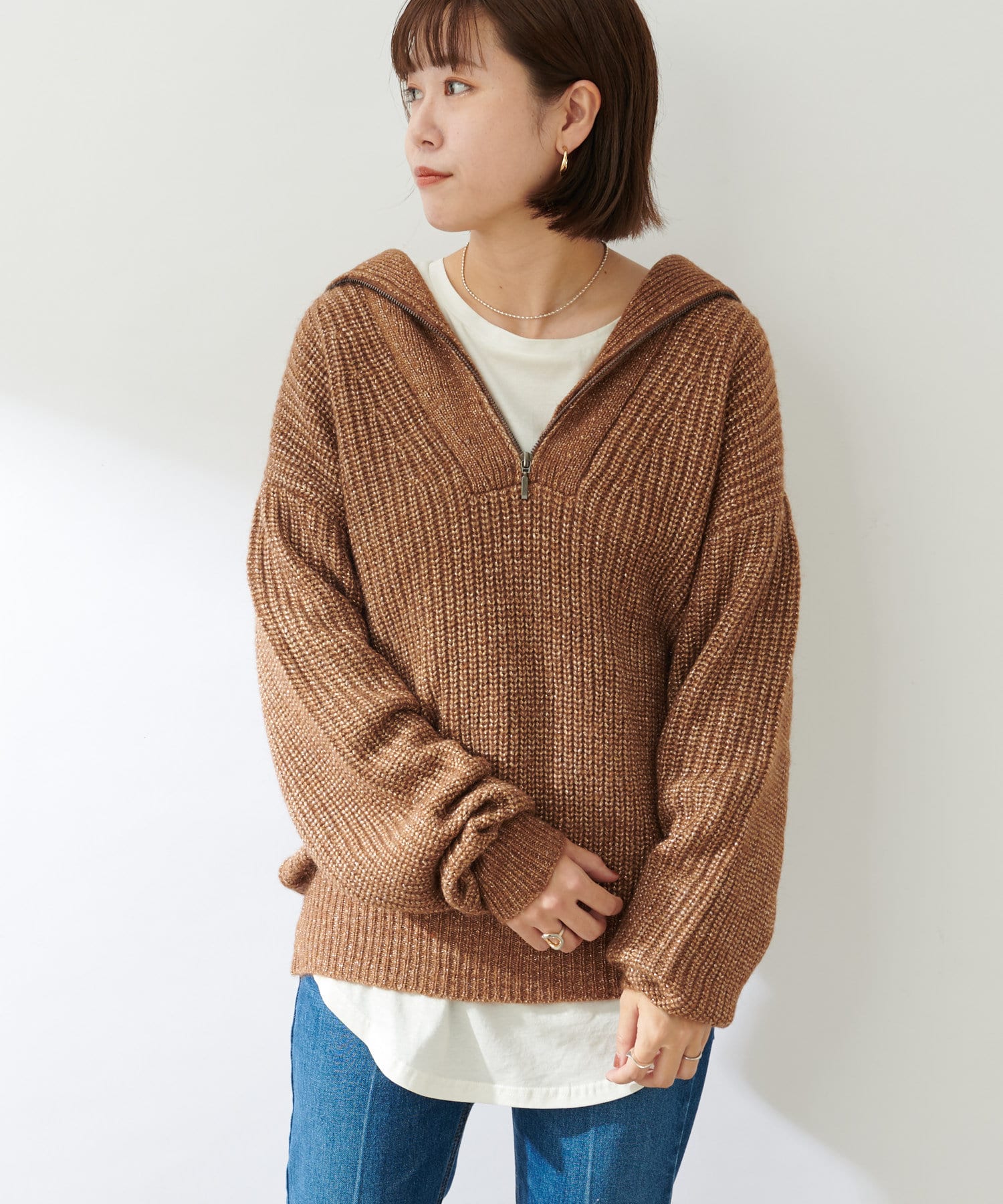 ラメ糸ZIPニットプルオーバー | SHENERY(シーナリー)レディース | PAL ...