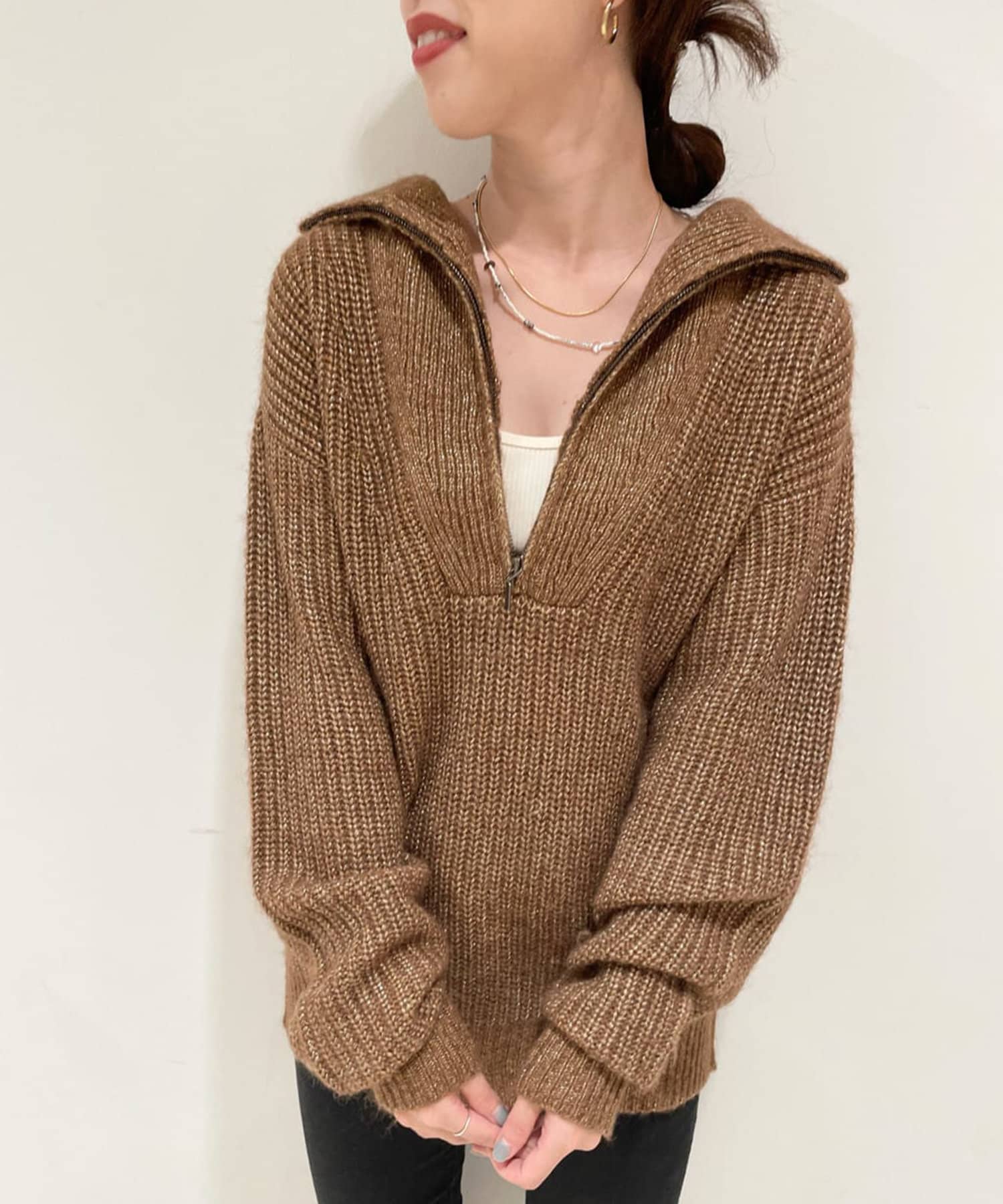 ラメ糸ZIPニットプルオーバー | SHENERY(シーナリー)レディース | PAL ...