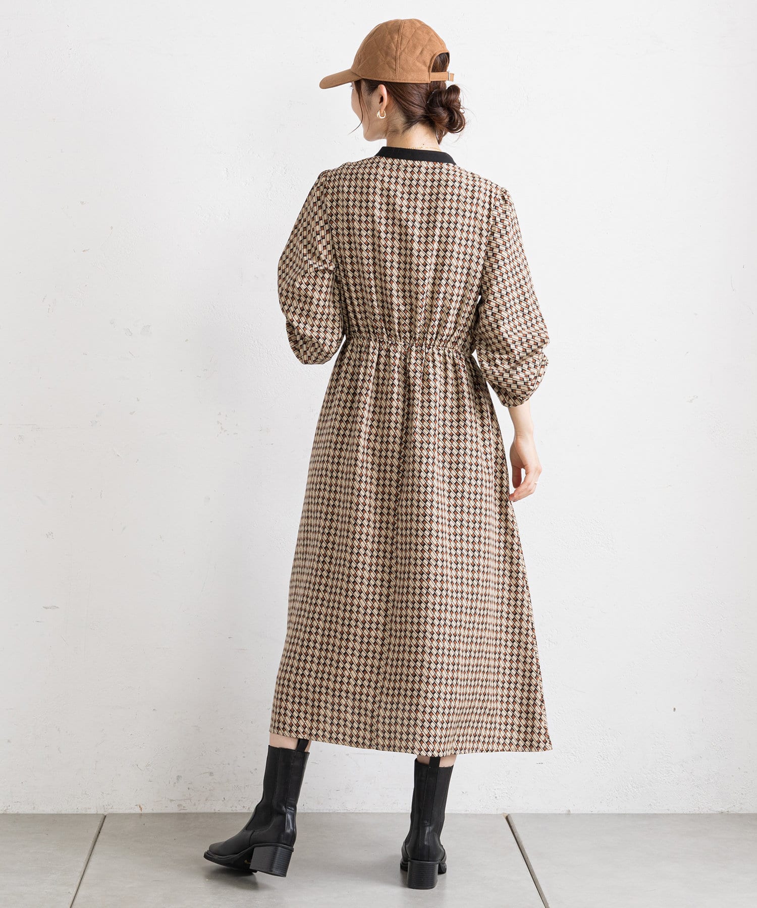 prose verse(プロズヴェール) 配色切り替えキカ柄ワンピース