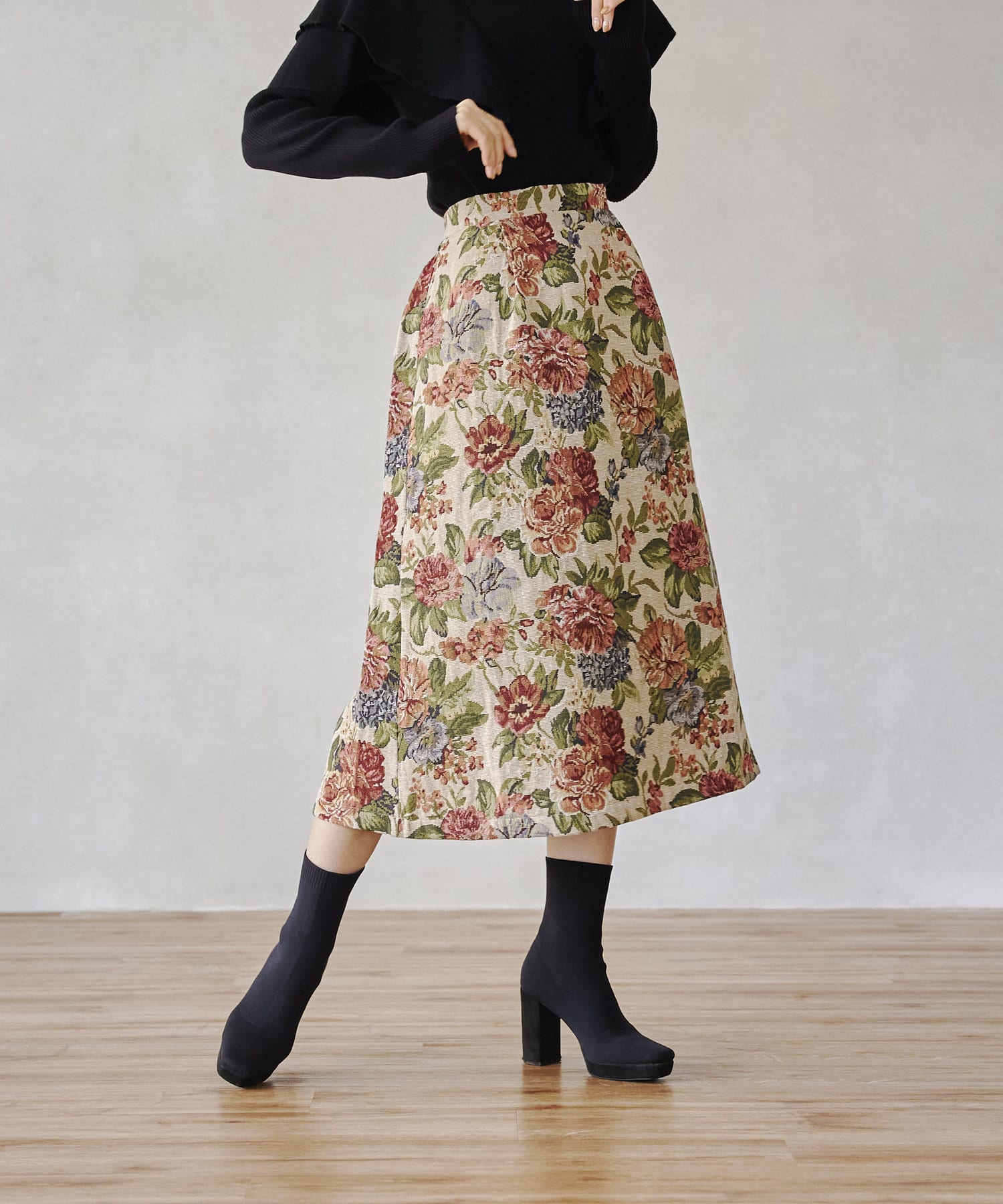 新品【¥24200の人気スカート】 BEARDSLEY ゴブランフレアスカート-