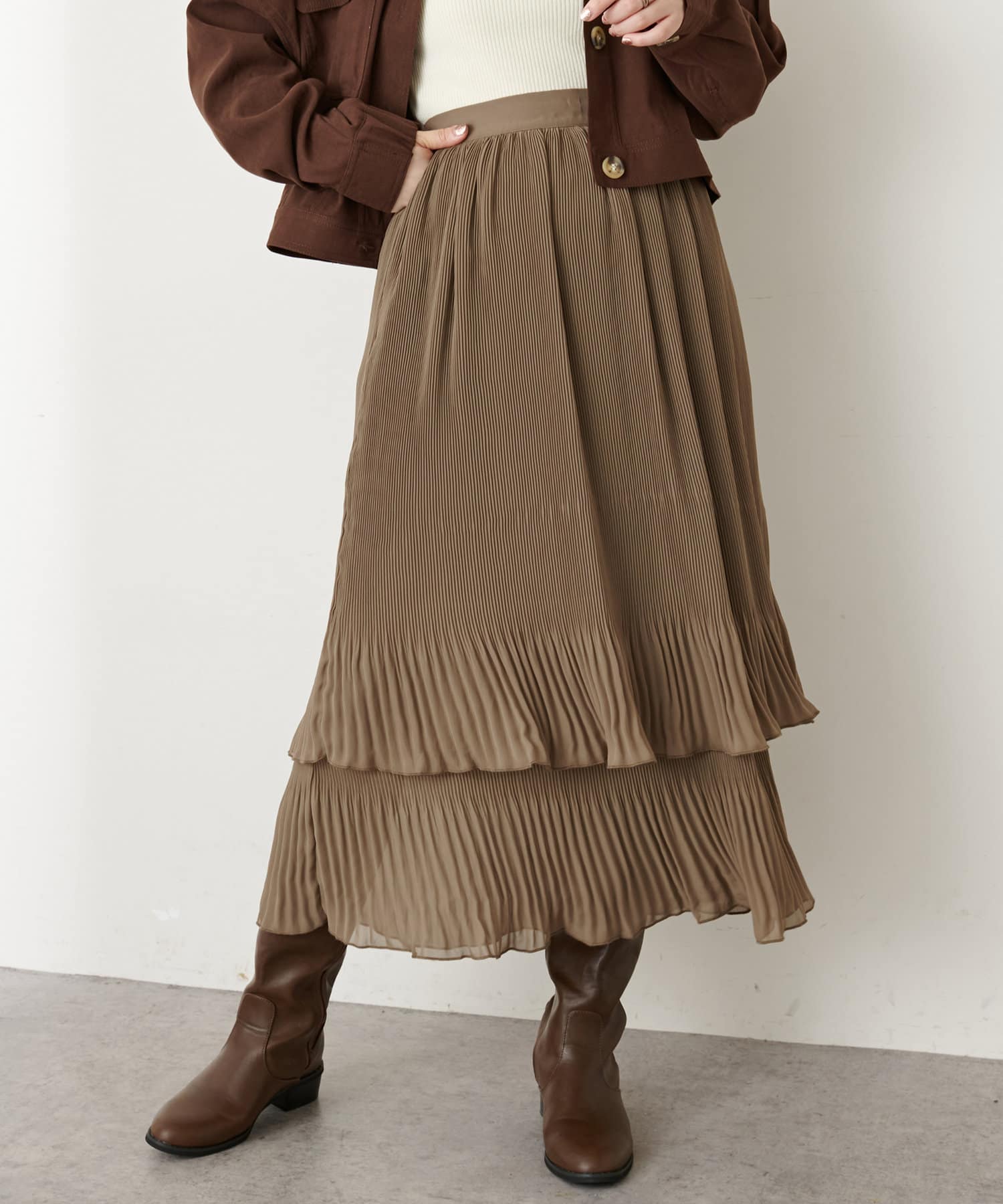 natural couture(ナチュラルクチュール) ティアード消しプリーツスカート