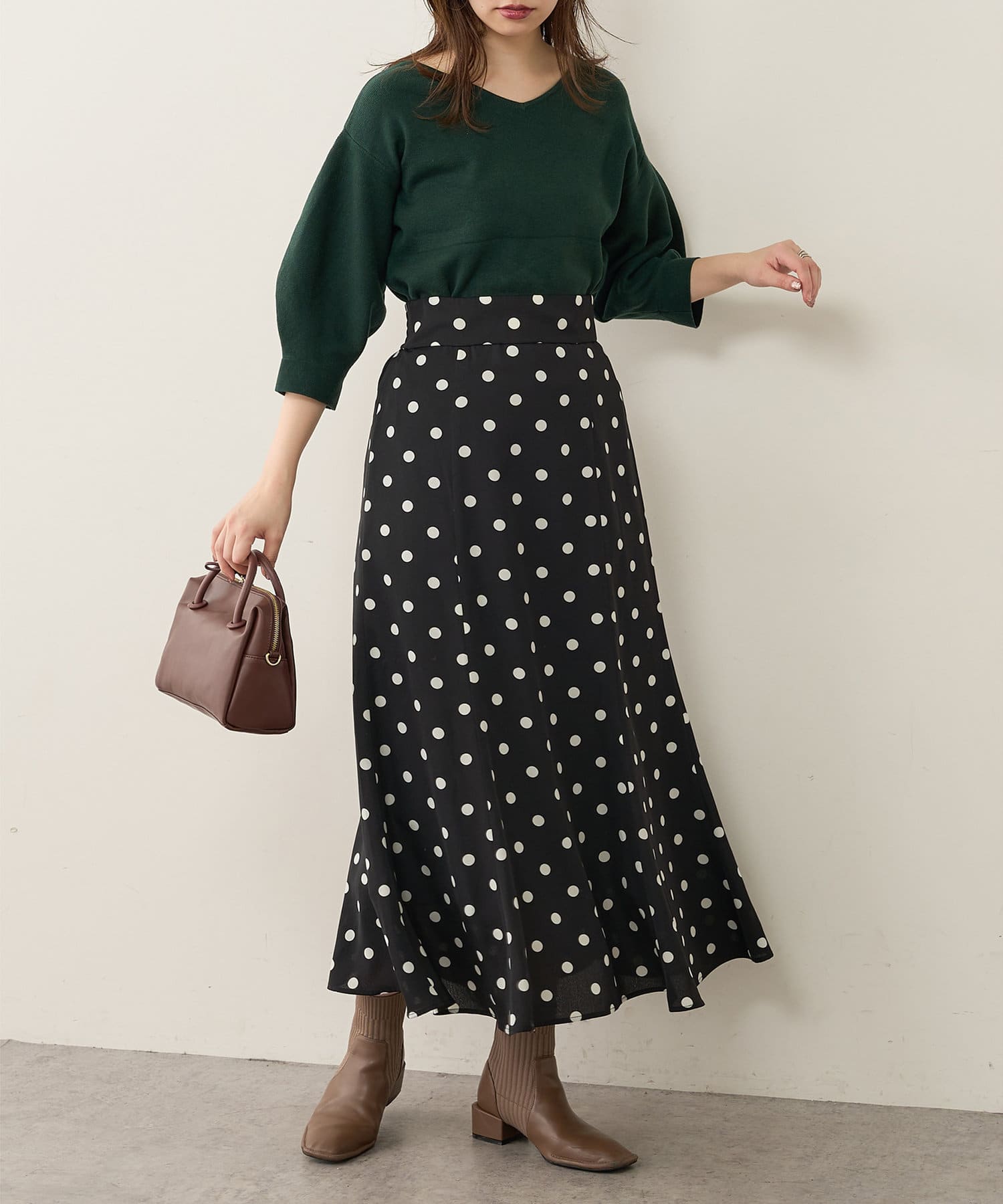 natural couture(ナチュラルクチュール) 【WEB限定】osono長さ変えれるレトロドットスカート