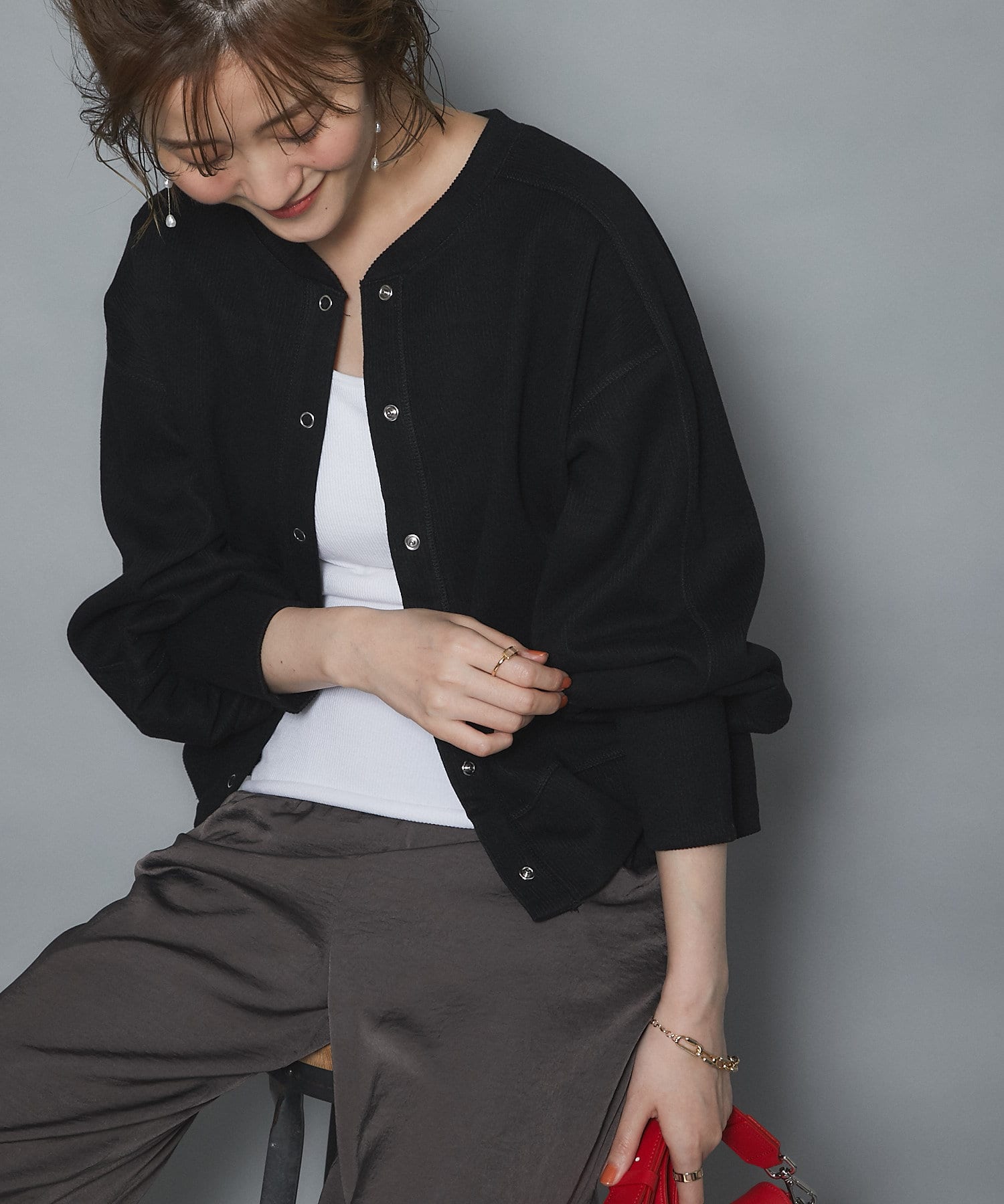 un dix cors(アンディコール) 【コーデのプラスに持っておきたい定番アイテム】起毛リブカットカーデ