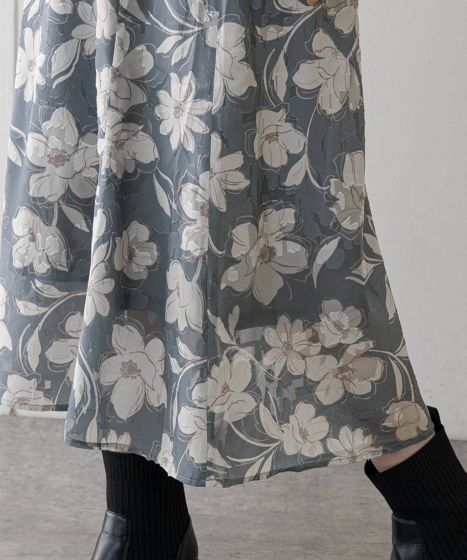 オリエンタル花柄ジャガードスカート | natural couture(ナチュラル 