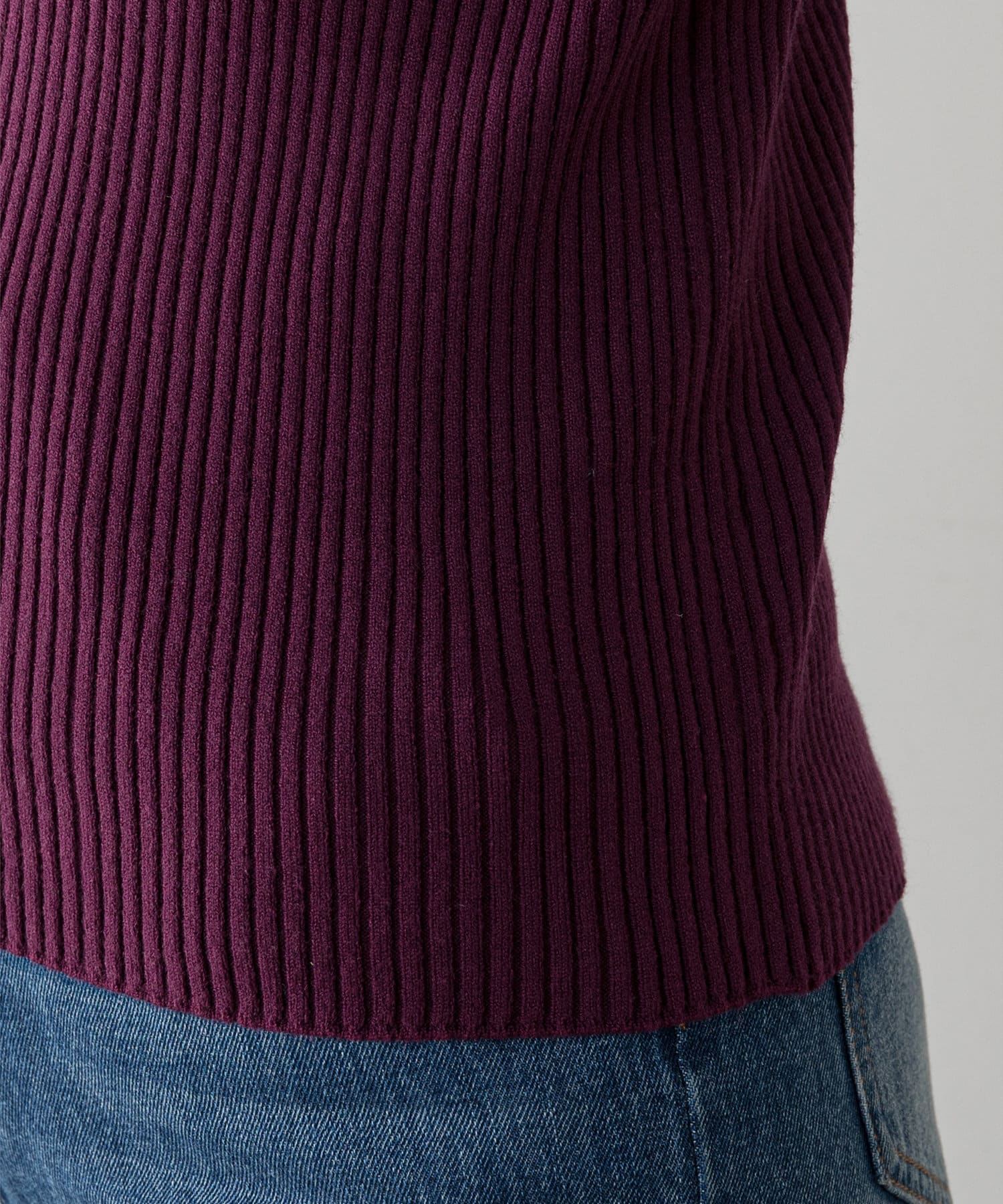 natural couture(ナチュラルクチュール) 袖口ちび釦プチハイリブニット