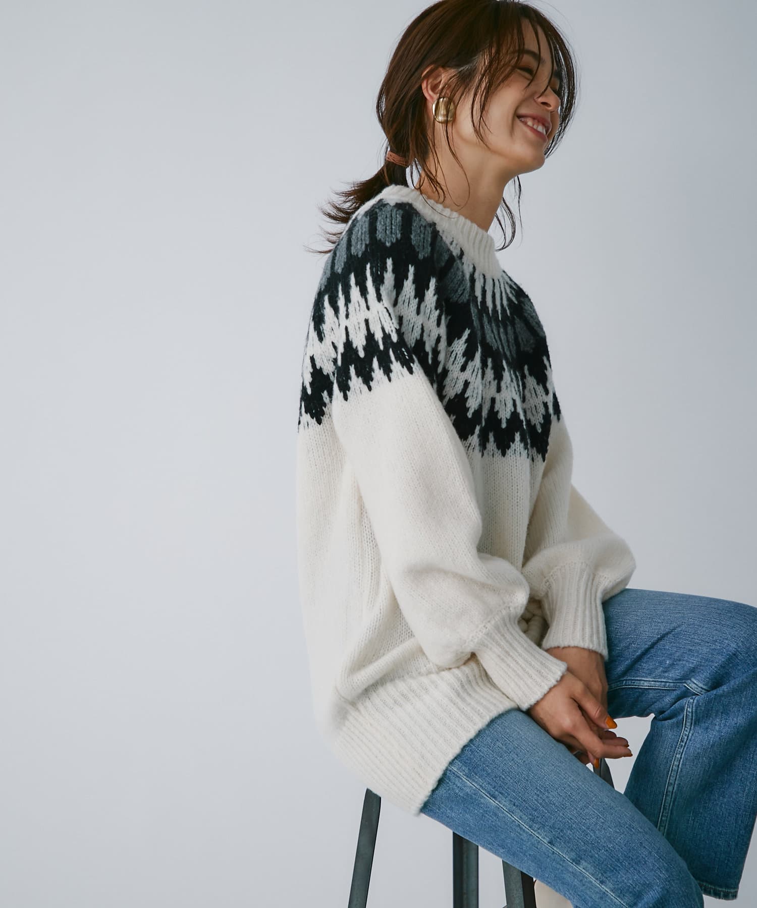 着丈を変えたサイズ展開 モダンノルディックニット La Boutique Bonbon ラブティックボンボン レディース Pal Closet パルクローゼット パルグループ公式ファッション通販サイト