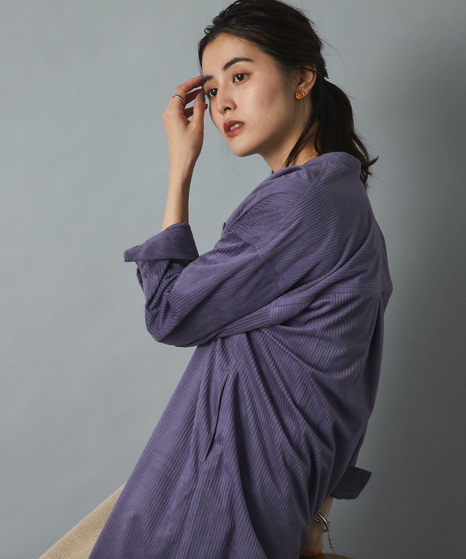 un dix cors(アンディコール) 【今年も人気デザイン】コーデュロイシャツワンピース