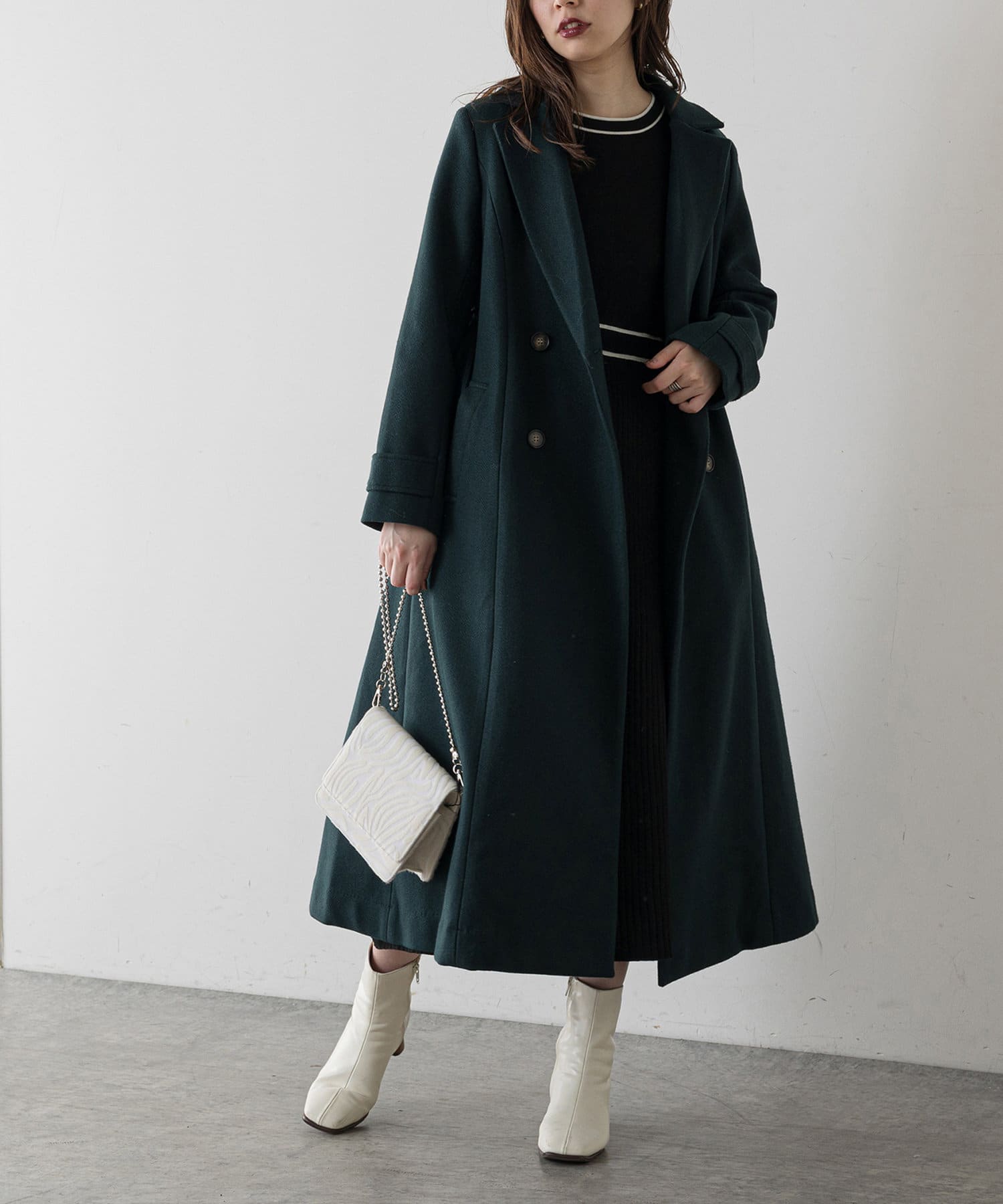 natural couture(ナチュラルクチュール) 【WEB限定カラー有り】配色ライン使いニットワンピース
