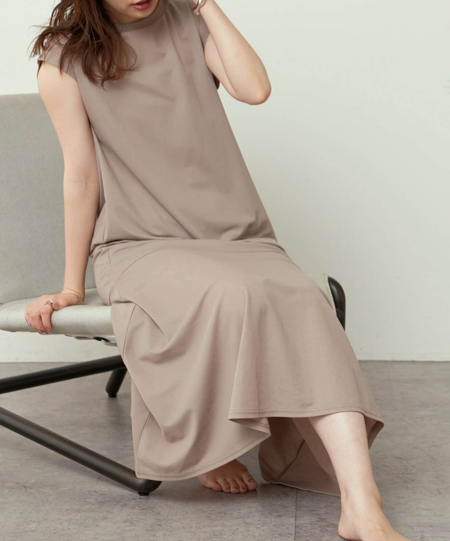 NICE CLAUP / OLIVE des OLIVE OUTLET(ナイスクラップ  / オリーブ デ オリーブ アウトレット) 【natural couture】涼しげジャージー裾フレアワンピース