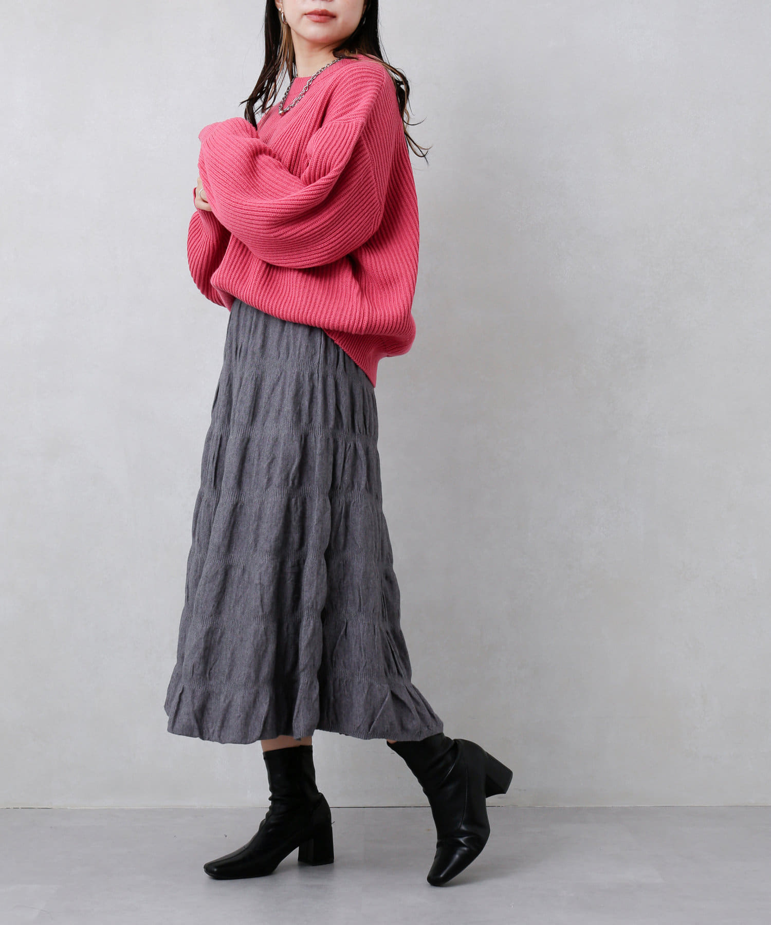 Thevon.(ゼヴォン) 【WEB限定カラー/ピンク】袖アイレット畦編みニット