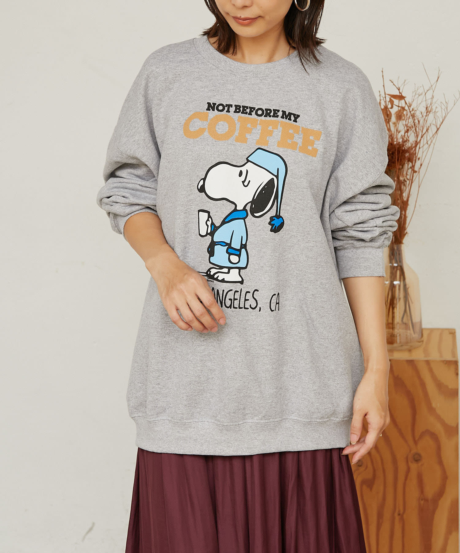 Peanuts スヌーピープリントスウェット コーヒー Lサイズ Bonbazaar ボンバザール レディース Pal Closet パルクローゼット パルグループ公式ファッション通販サイト